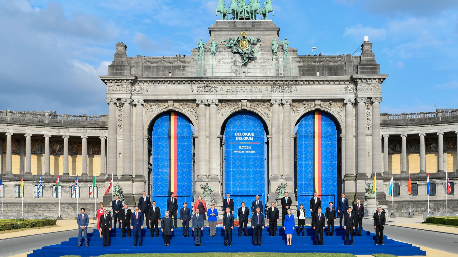 NATO heads of state pose for group photo outside summit in Brussels