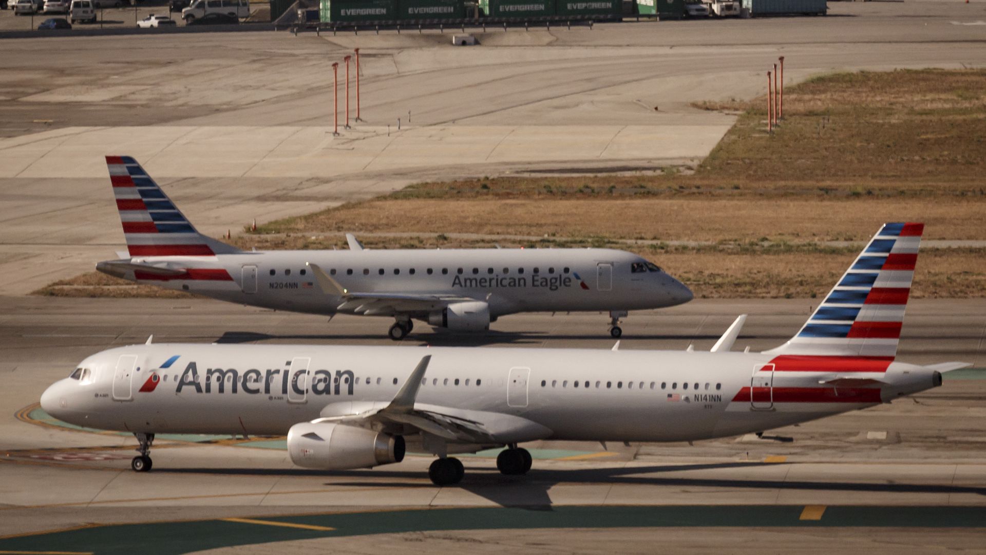 Airplanes at LAX preparing for takeoff