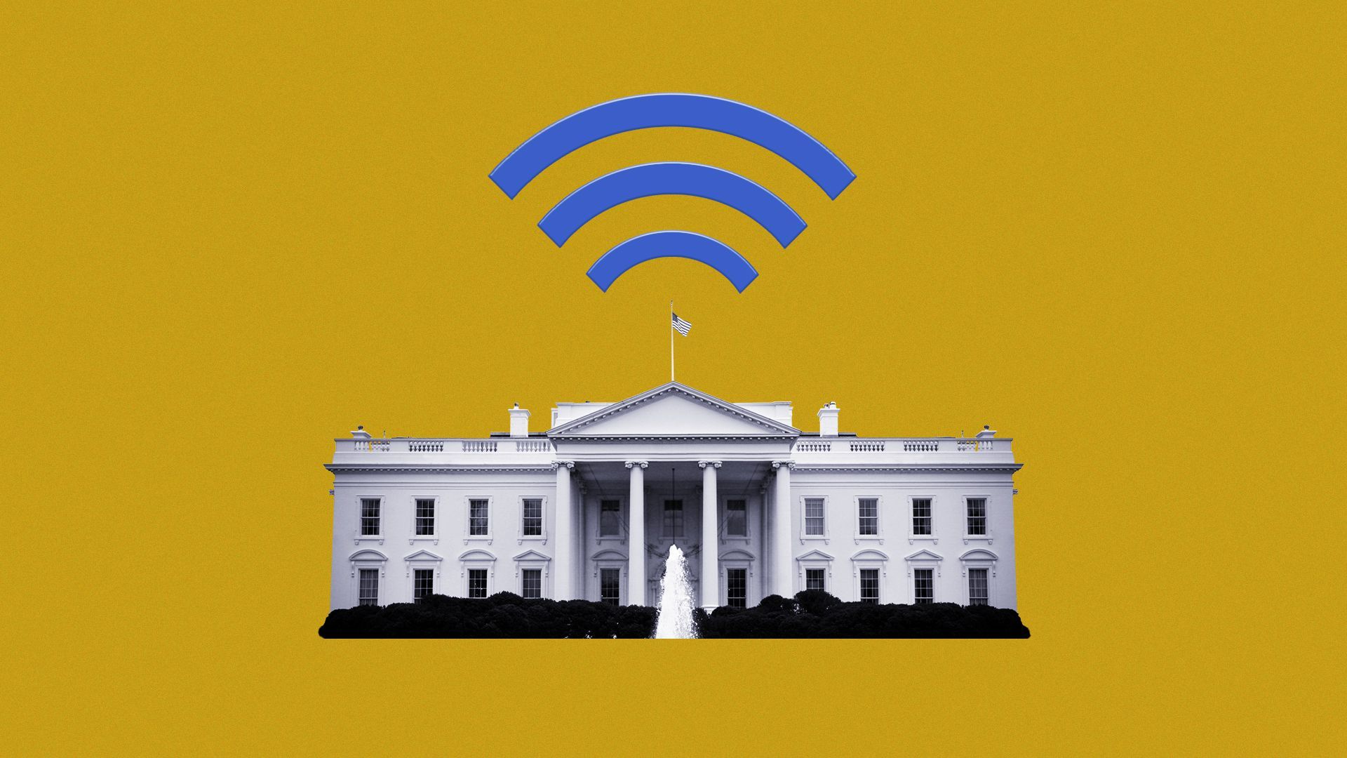 Illustration of the White House with a WiFi symbol above the building.