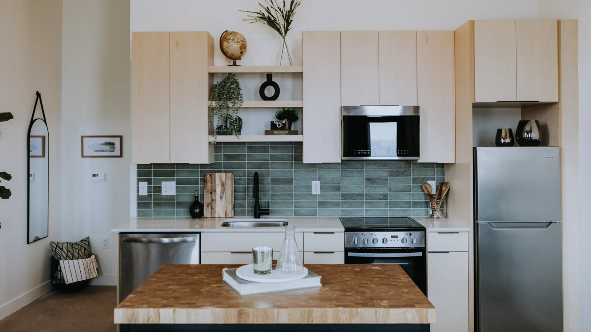 modern apartment kitchen with natural light