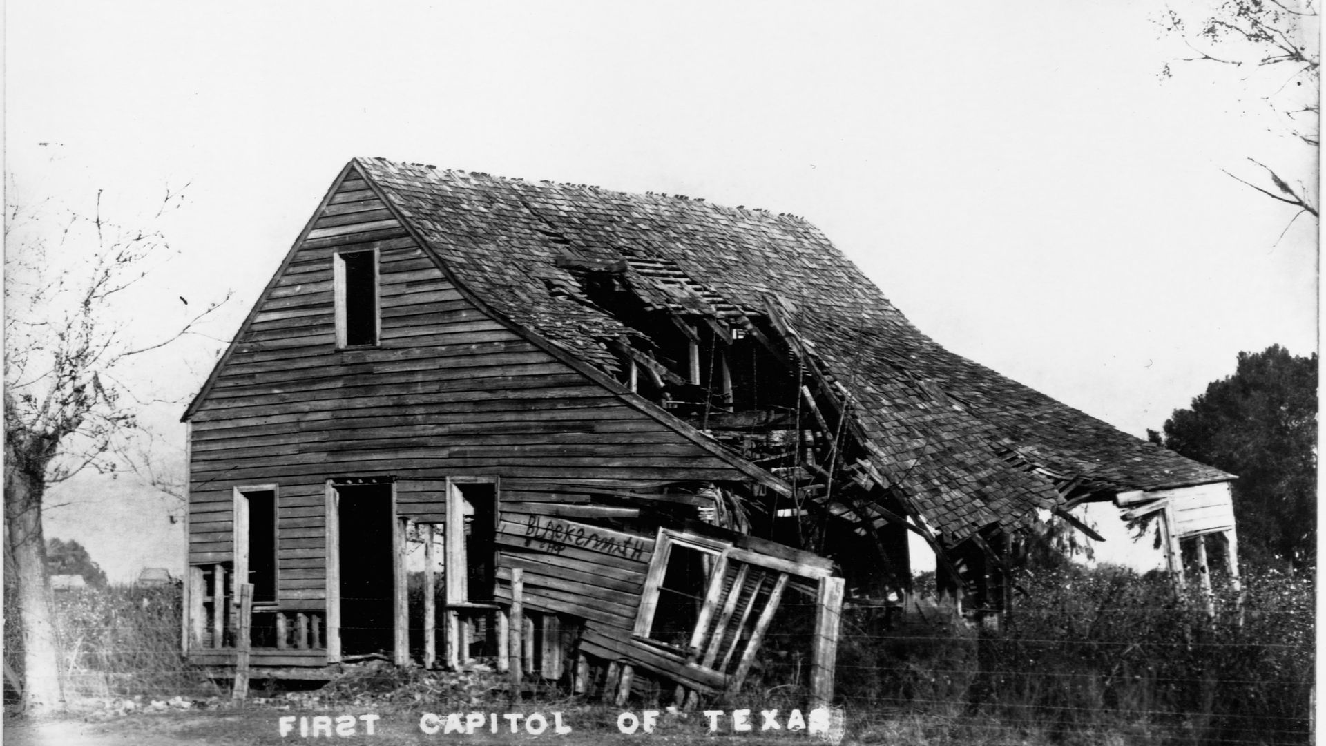 The ruins of the first capitol of Texas in Columbia, Texas. 1836.