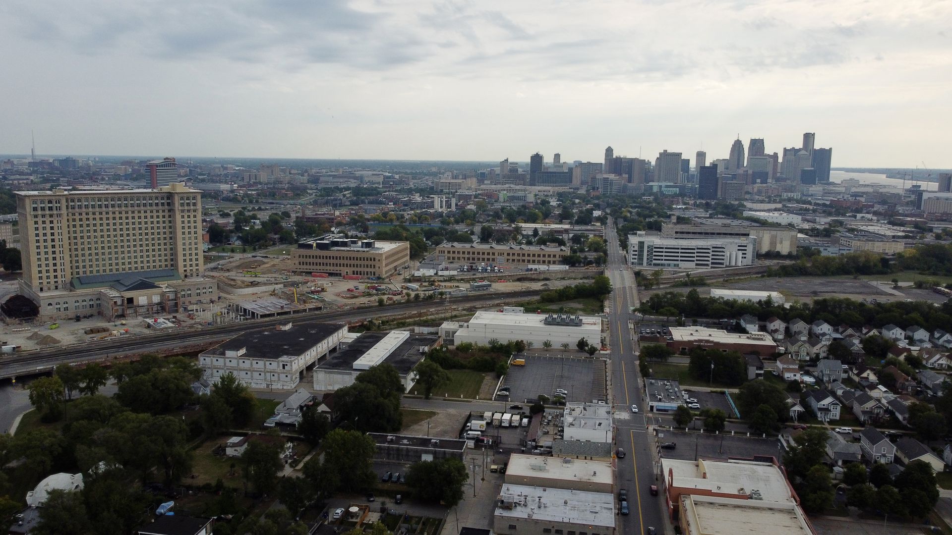 Corktown from above shows Bagley Street