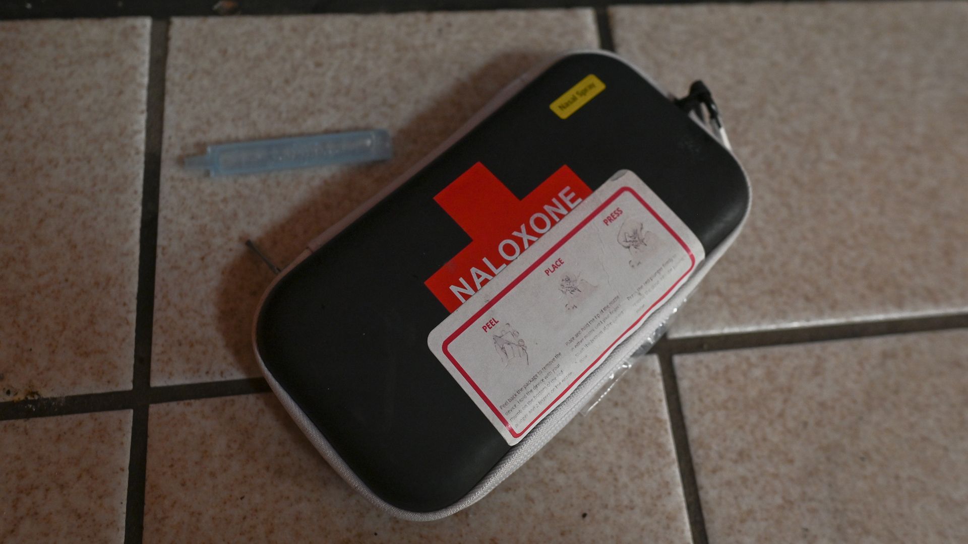 A box containing naloxone
