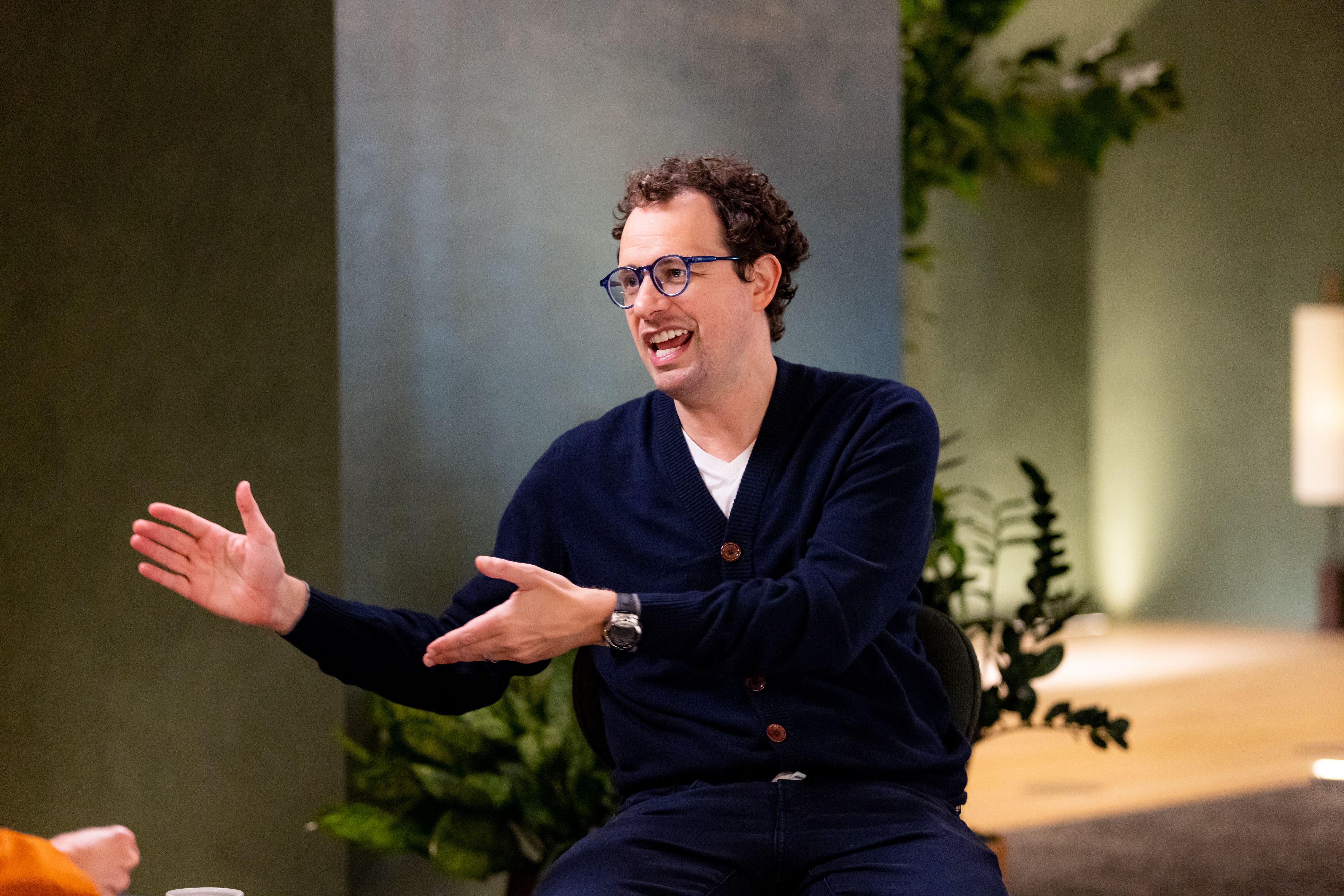 Dario Amodei, co-founder and chief executive officer of Anthropic, during an interview on "The Circuit with Emily Chang" at Anthropic's headquarters in San Francisco, California, US, on Thursday, April 30, 2026. Anthropic is testing a different version of leadership, one where the CEO protects nearl