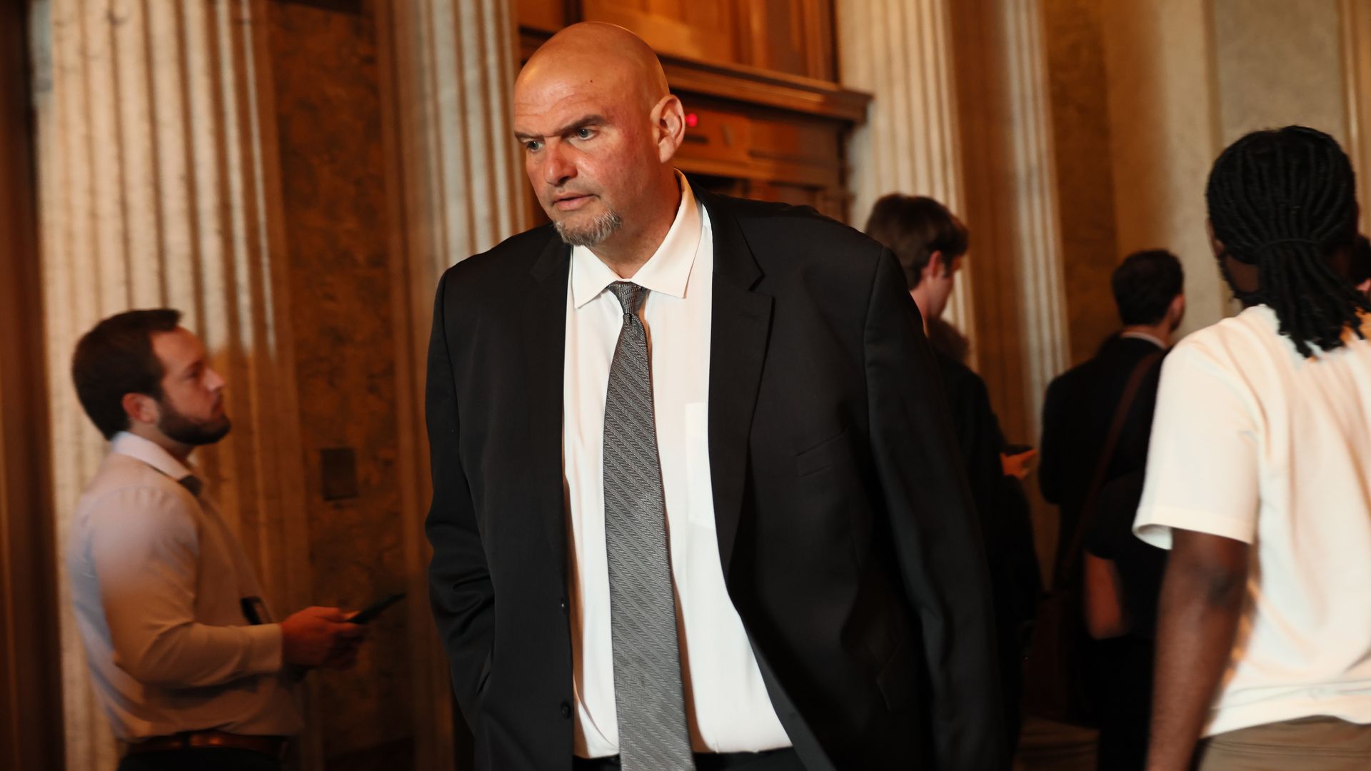 Sen. John Fetterman leaves the Senate floor at the U.S. Capitol on July 15, 2025. Photo: Michael M. Santiago/Getty Images