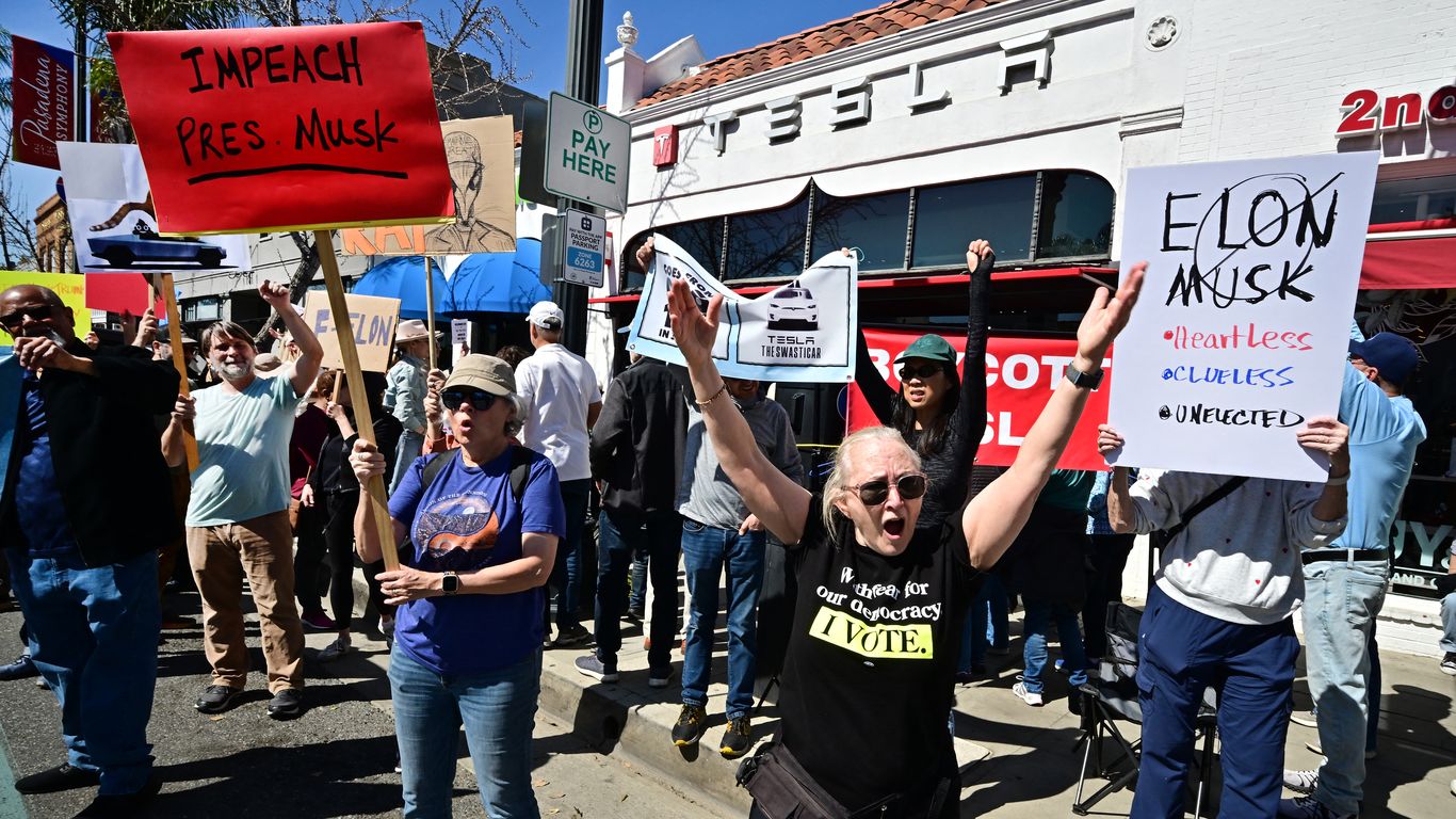 "Tesla Takedown" movement plans mass protests amid U.S. crackdown - Axios