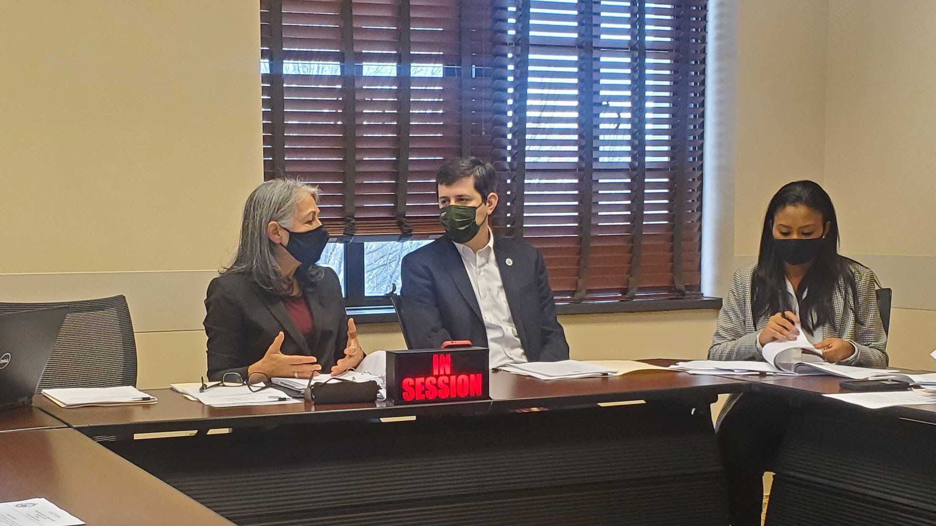 Metro Board of Ethical Conduct members discuss a complaint against Planning Commission member Pearl Sims on Thursday.