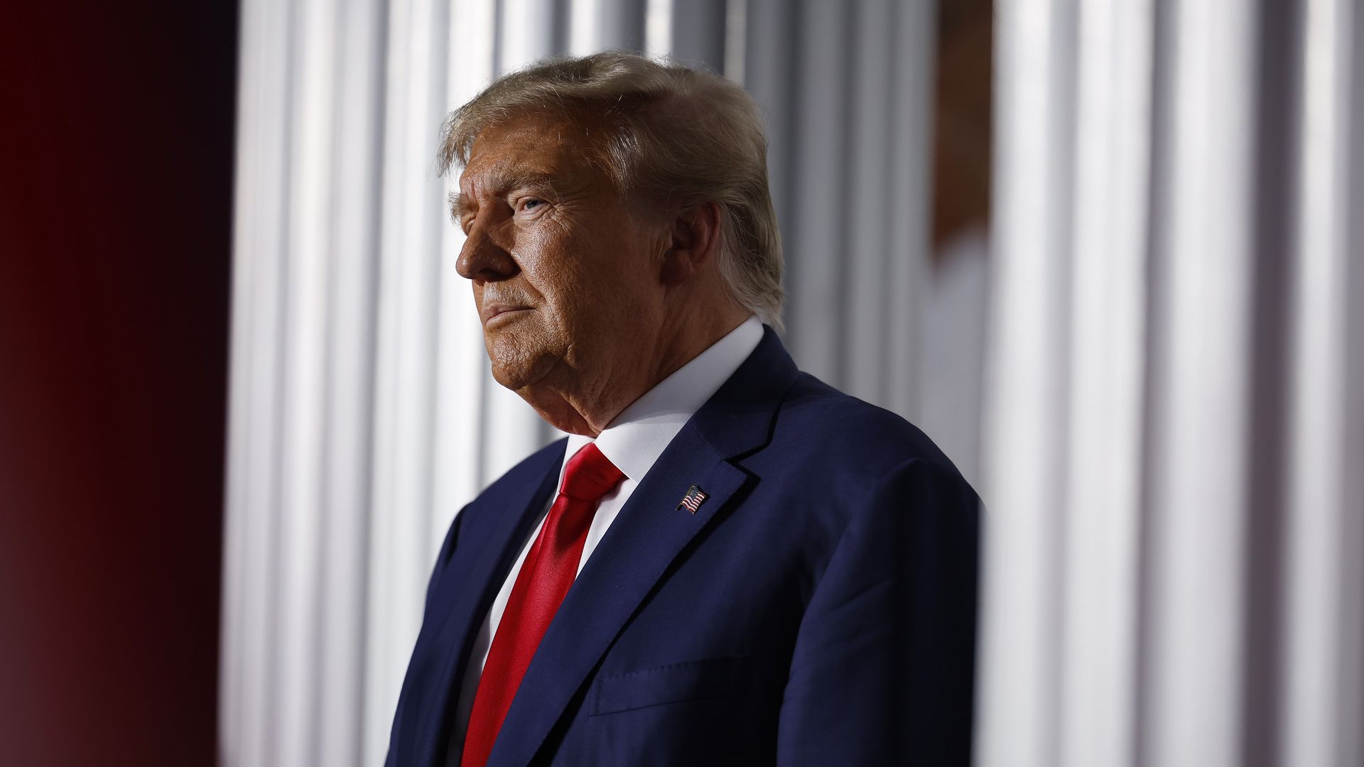 Former U.S. President Donald Trump delivers remarks outside the clubhouse at the Trump National Golf Club on June 13, 2023 in Bedminster, New Jersey. 