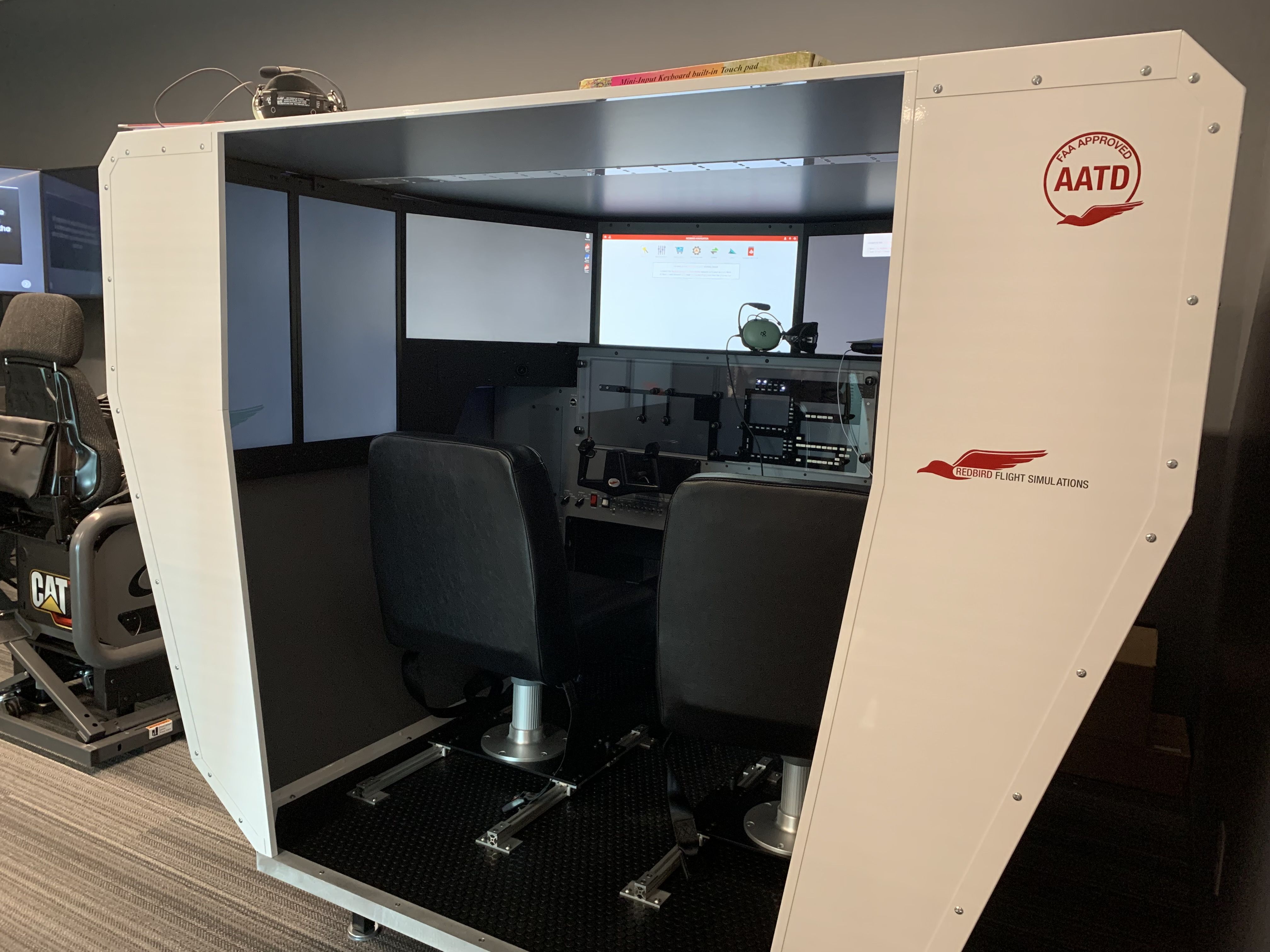 A Federal Aviation Administration-certified flight simulator. 