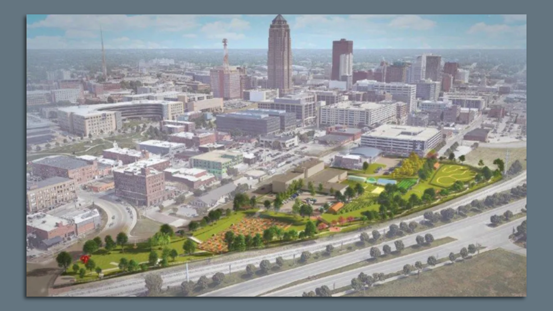 A drawing of Des Moines