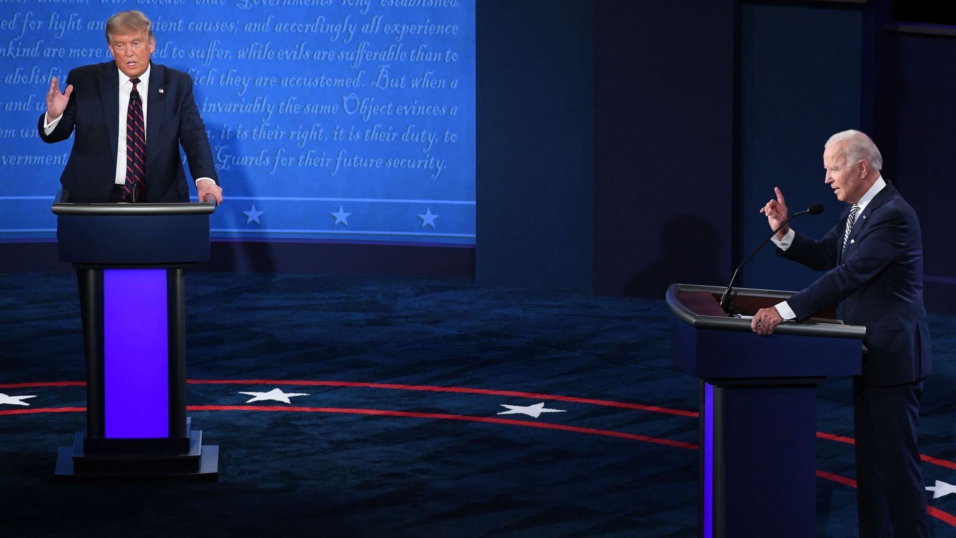 Photo of Trump and Biden on debate stage