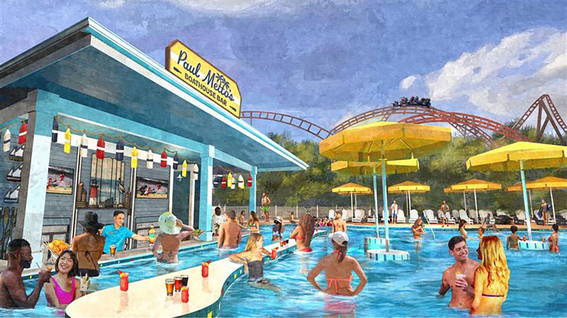Rendering of a swim-up bar