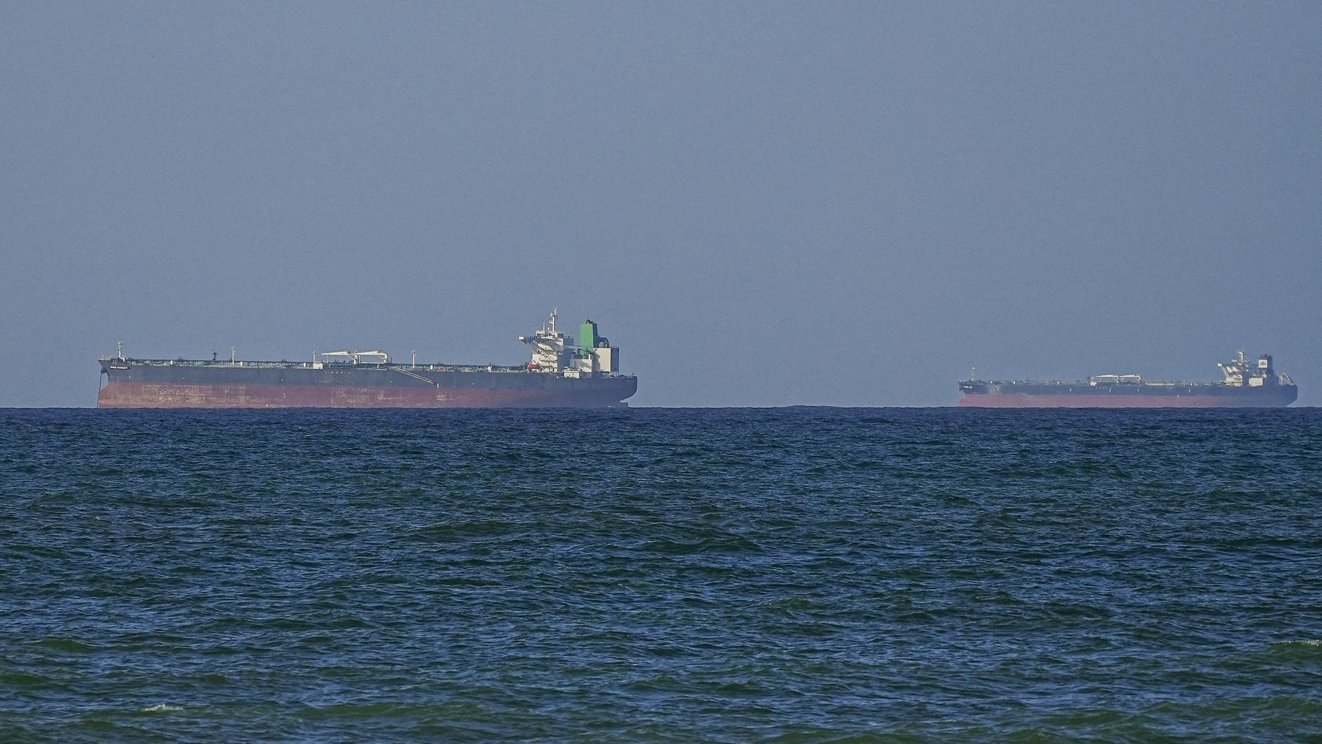 A view of the vessels heading towards the Strait of Hormuz following the two-week temporary ceasefire reached between the United States and Iran on the condition that the strait be reopened.
