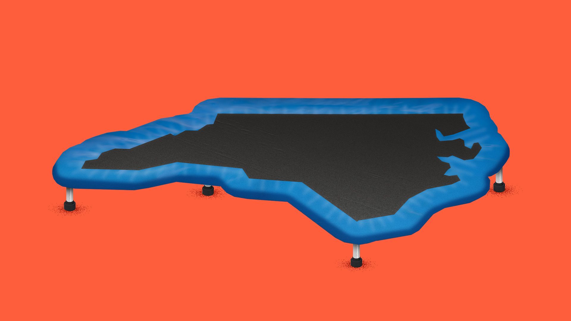 Illustration of a trampoline in the shape of North Carolina. 