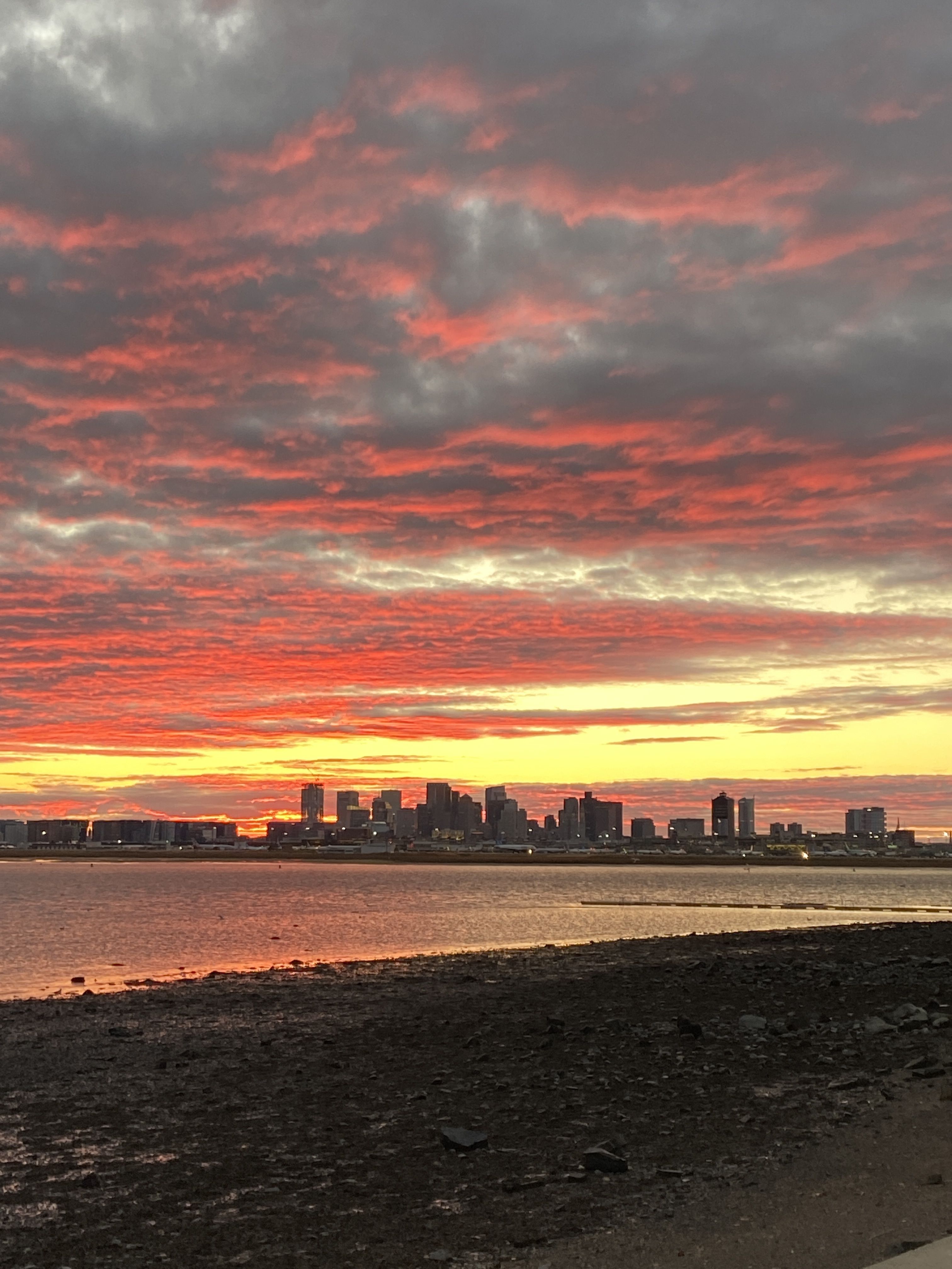 Boston skyline at sunset