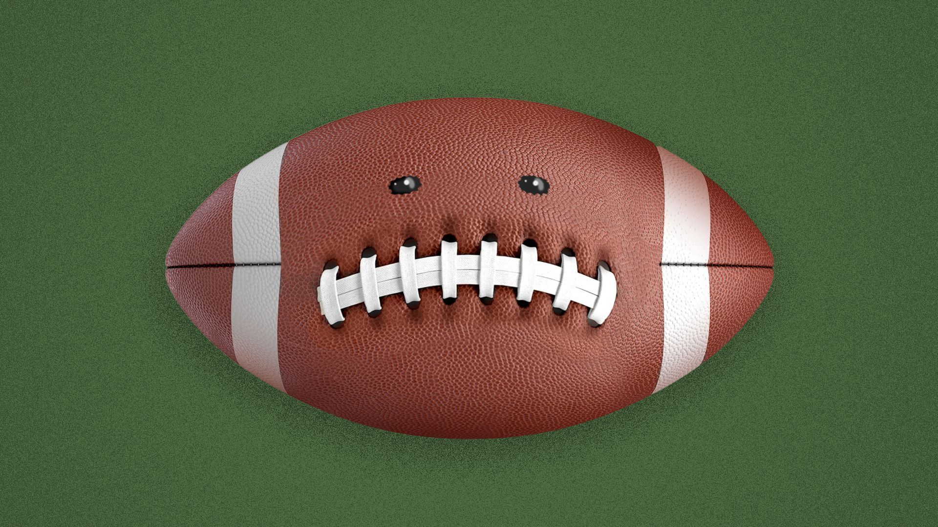 Illustration of a sad football with the laces making a frowning mouth. 
