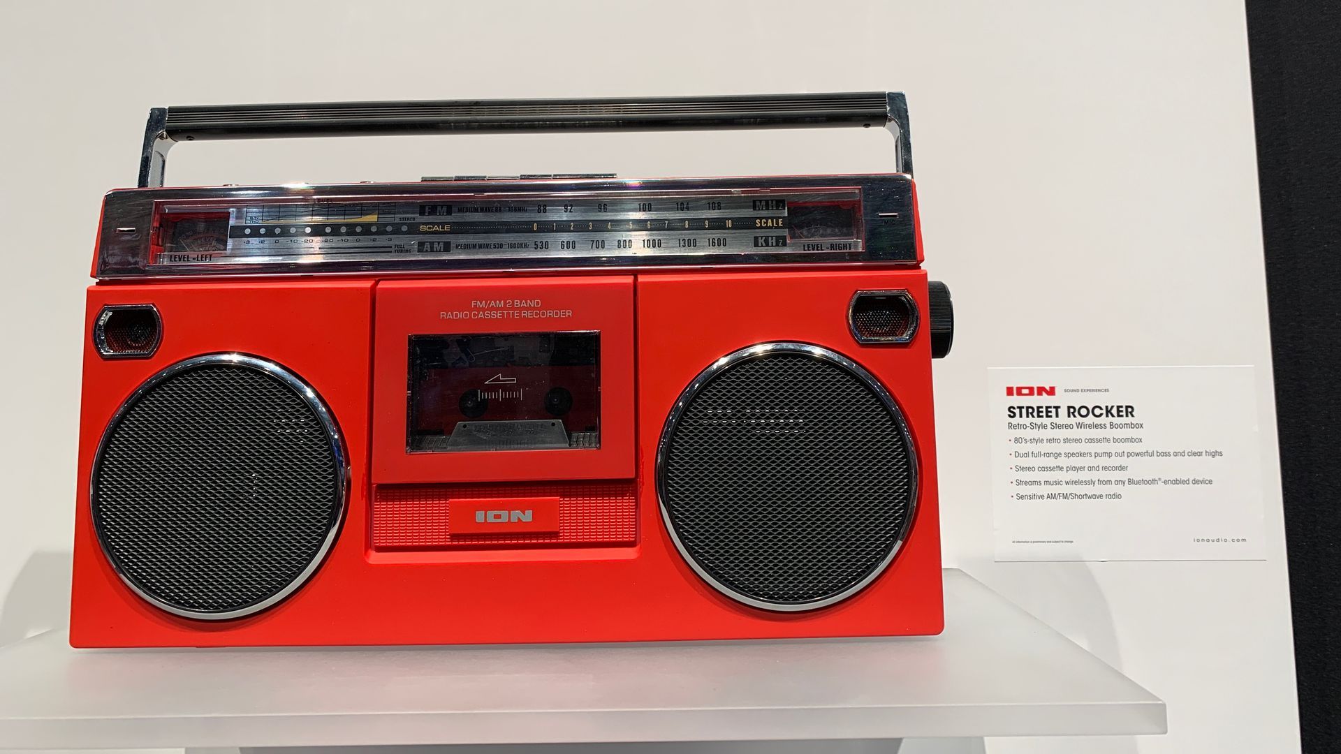 A red boombox