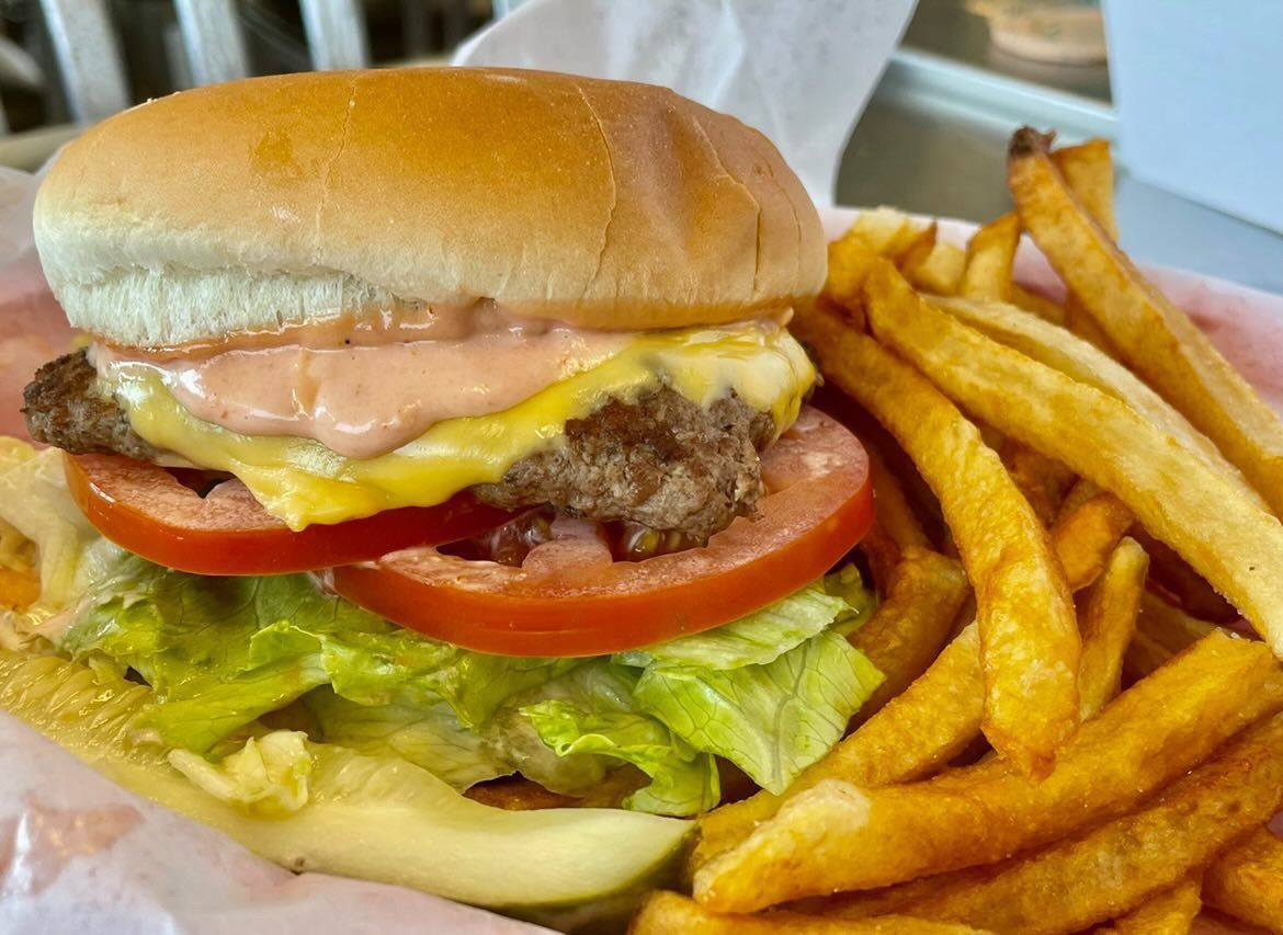 Big H burger and fries