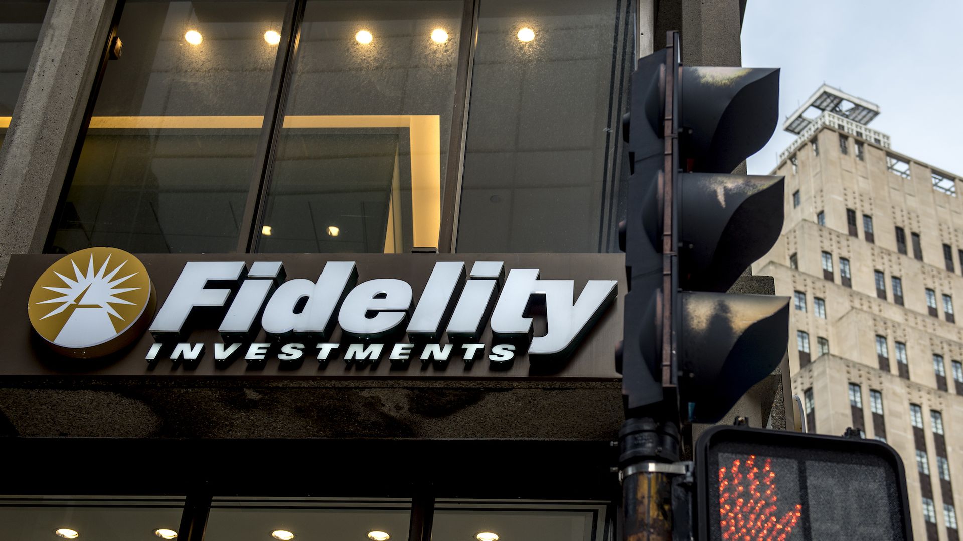 Photo of Fidelity Investments building sign. 