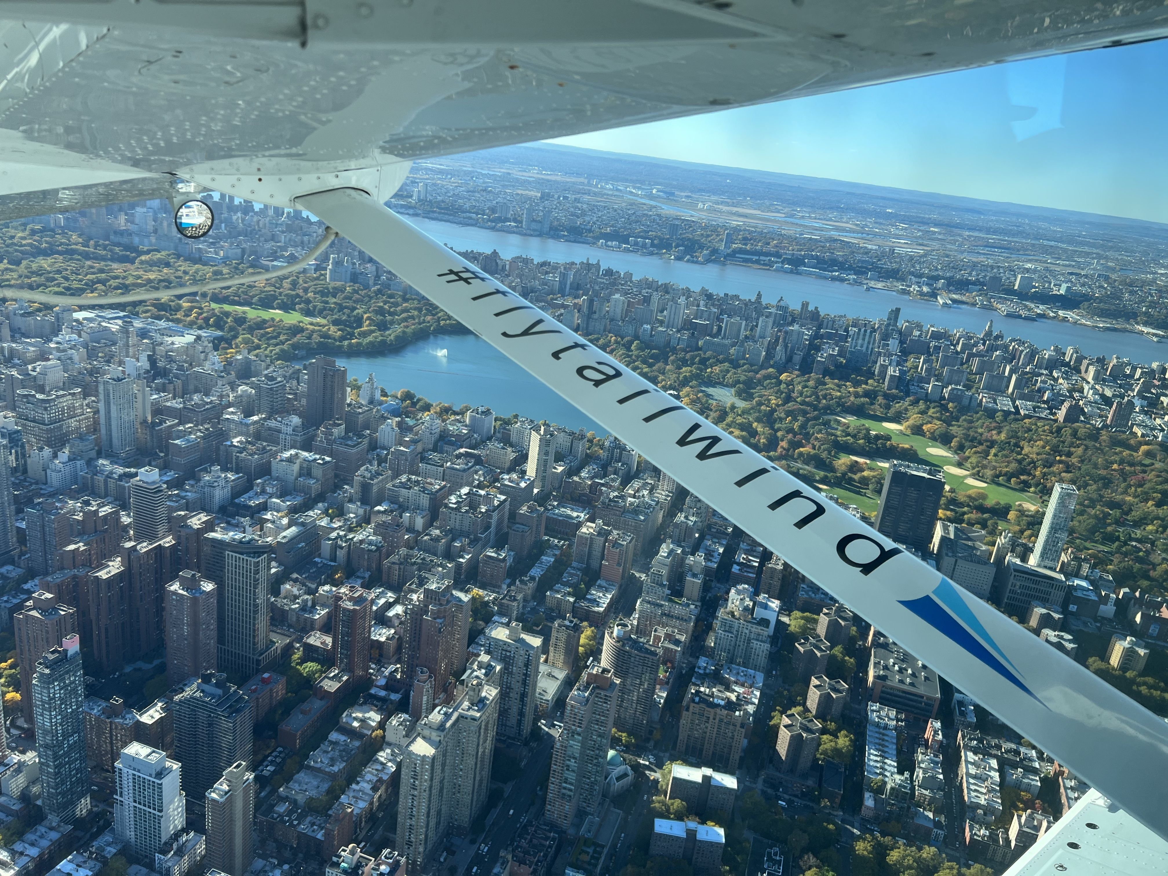 An overhead view of Manhattan as seen from a seat on the Tailwind Air seaplane.