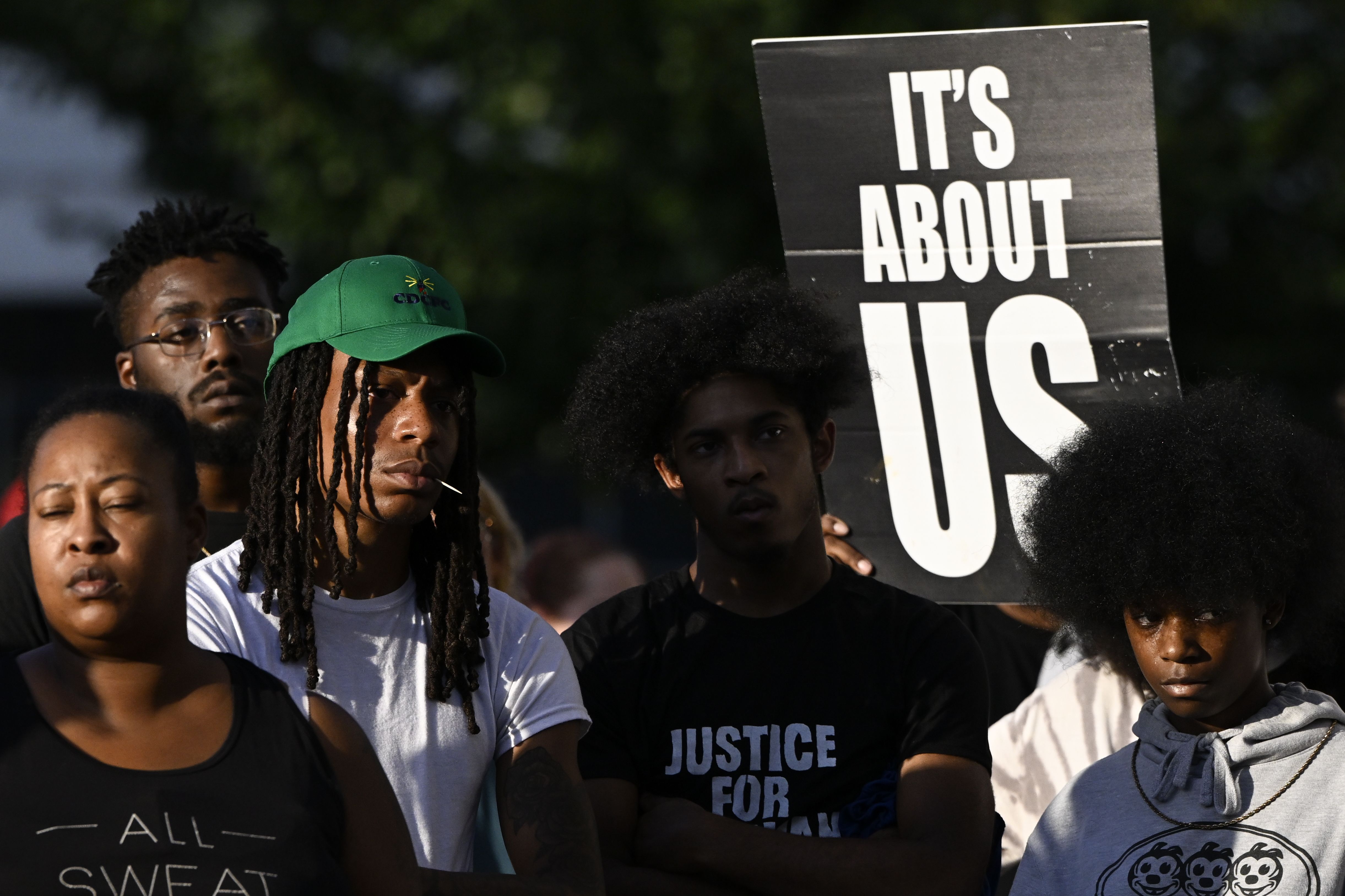 Protestors at a rally for Donovan Lewis, a man shot and killed by Columbus police. 