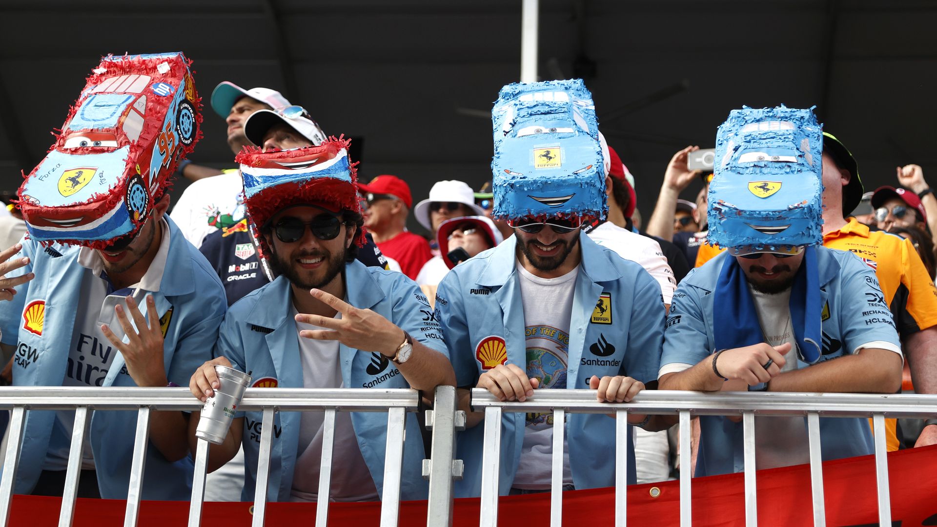 MIAMI GARDENS, FL - MAY 05: Ferrari race fans cheer on their drivers during the running of the F1 Crypto.com Miami Grand Prix on May 5, 2024 at Miami International Autodrome in Miami Gardens, FL. (Photo by Jeff Robinson/Icon Sportswire via Getty Images)
