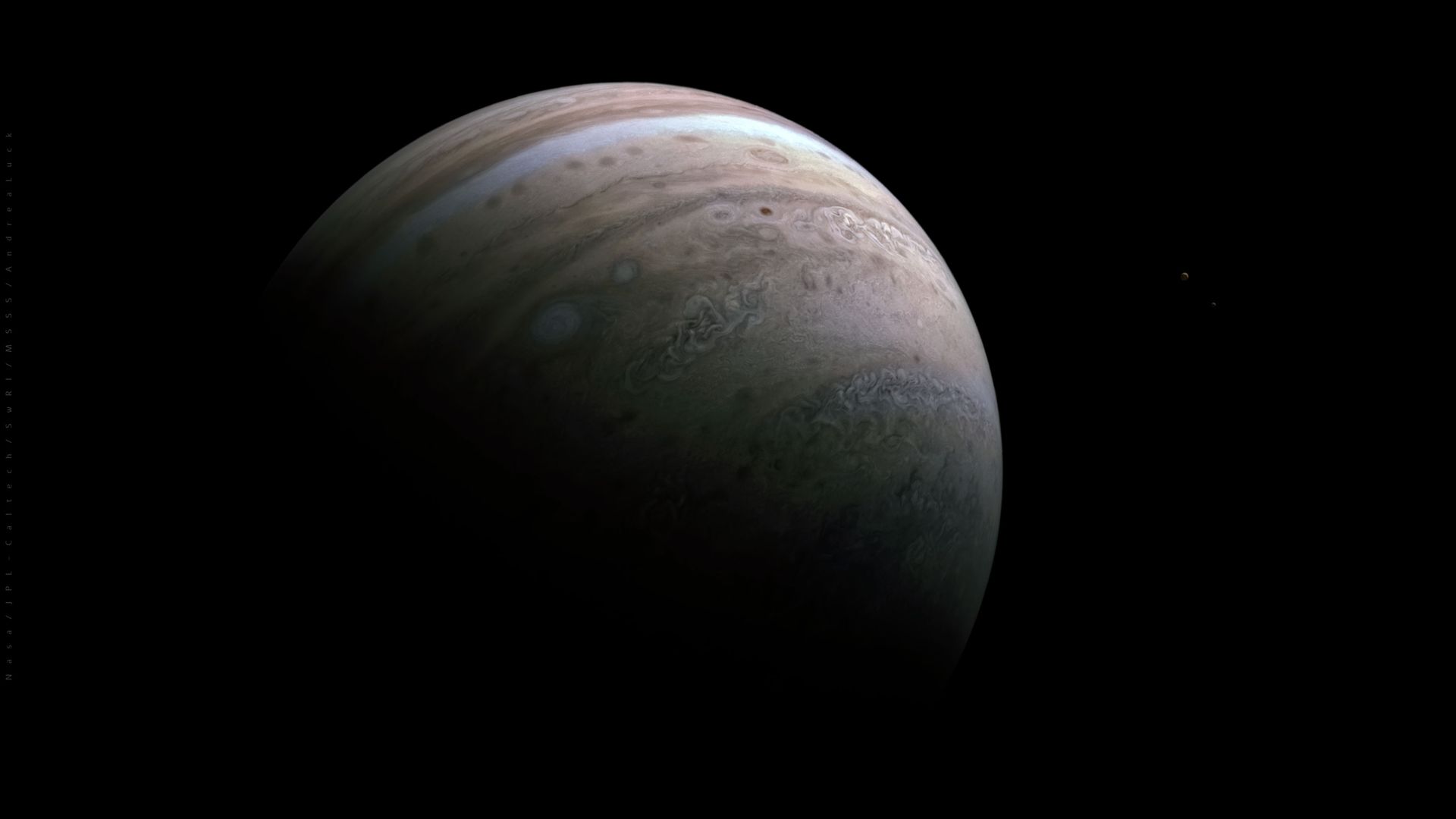 A view of Jupiter's southern hemisphere captured by NASA’s Juno spacecraft in January 2022.