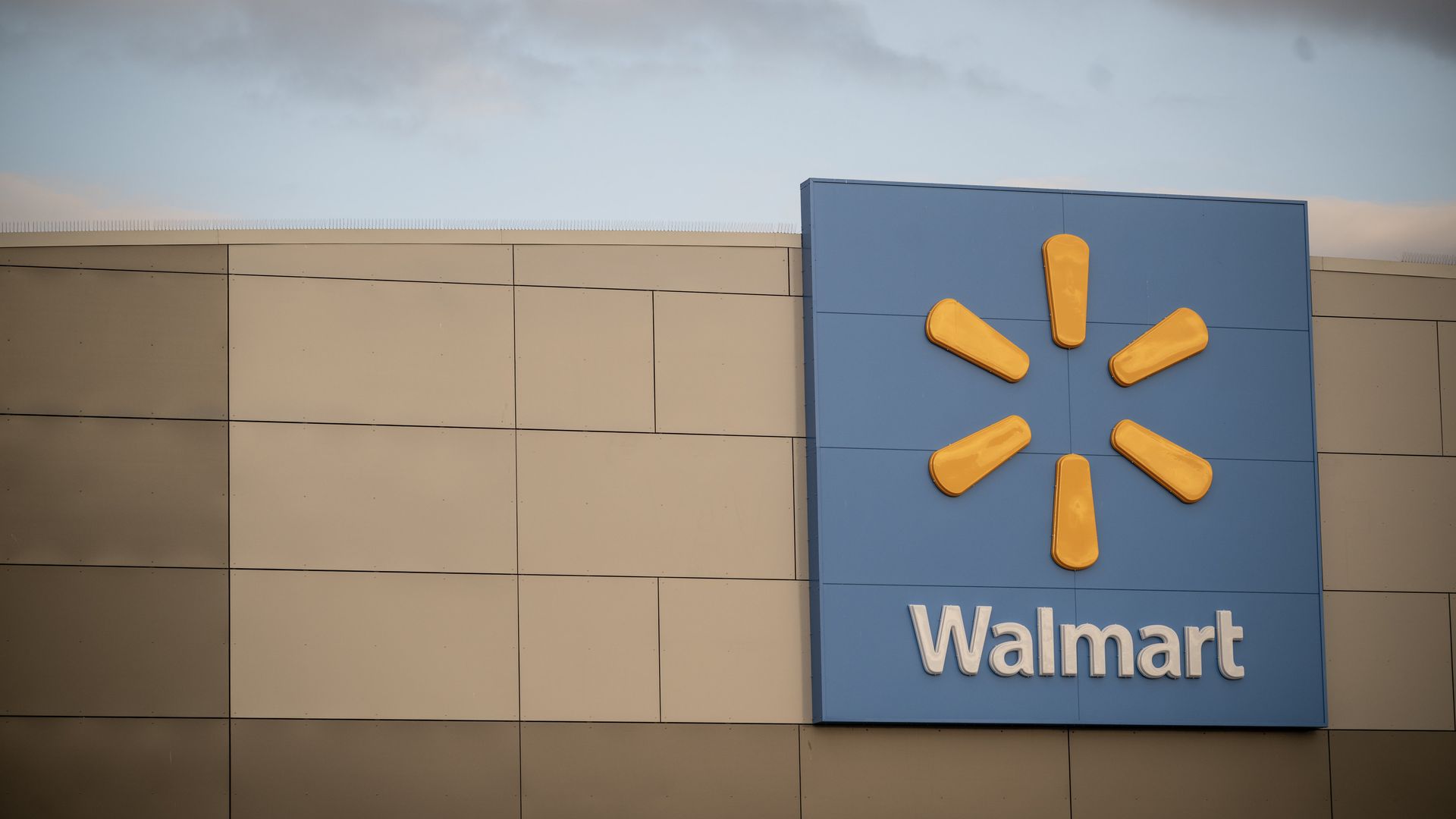 Walmart logo on a store.