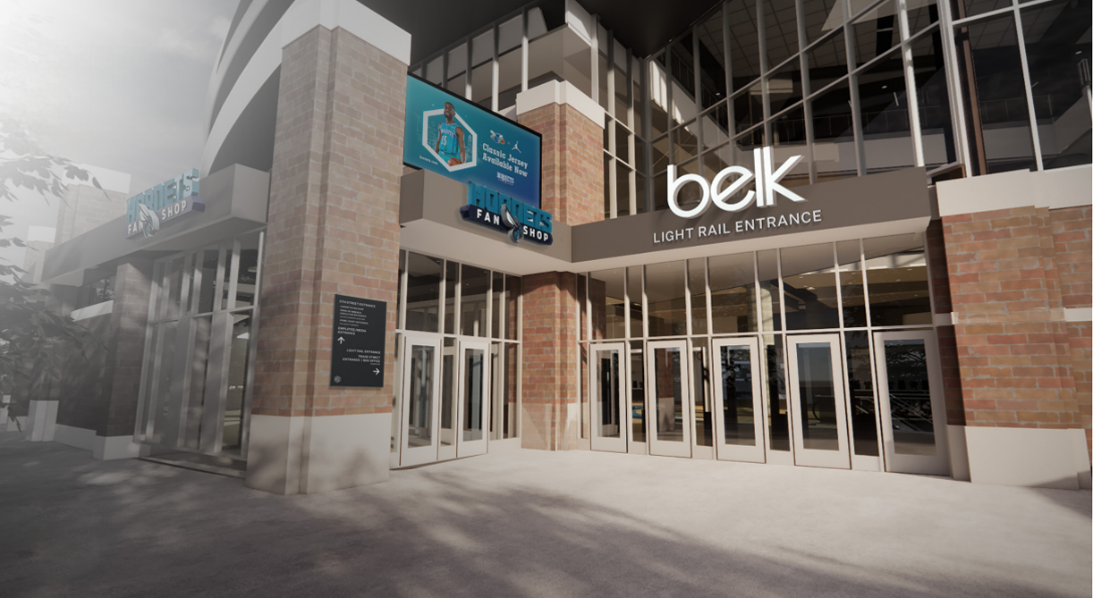 Belk Light Rail Entrance. 