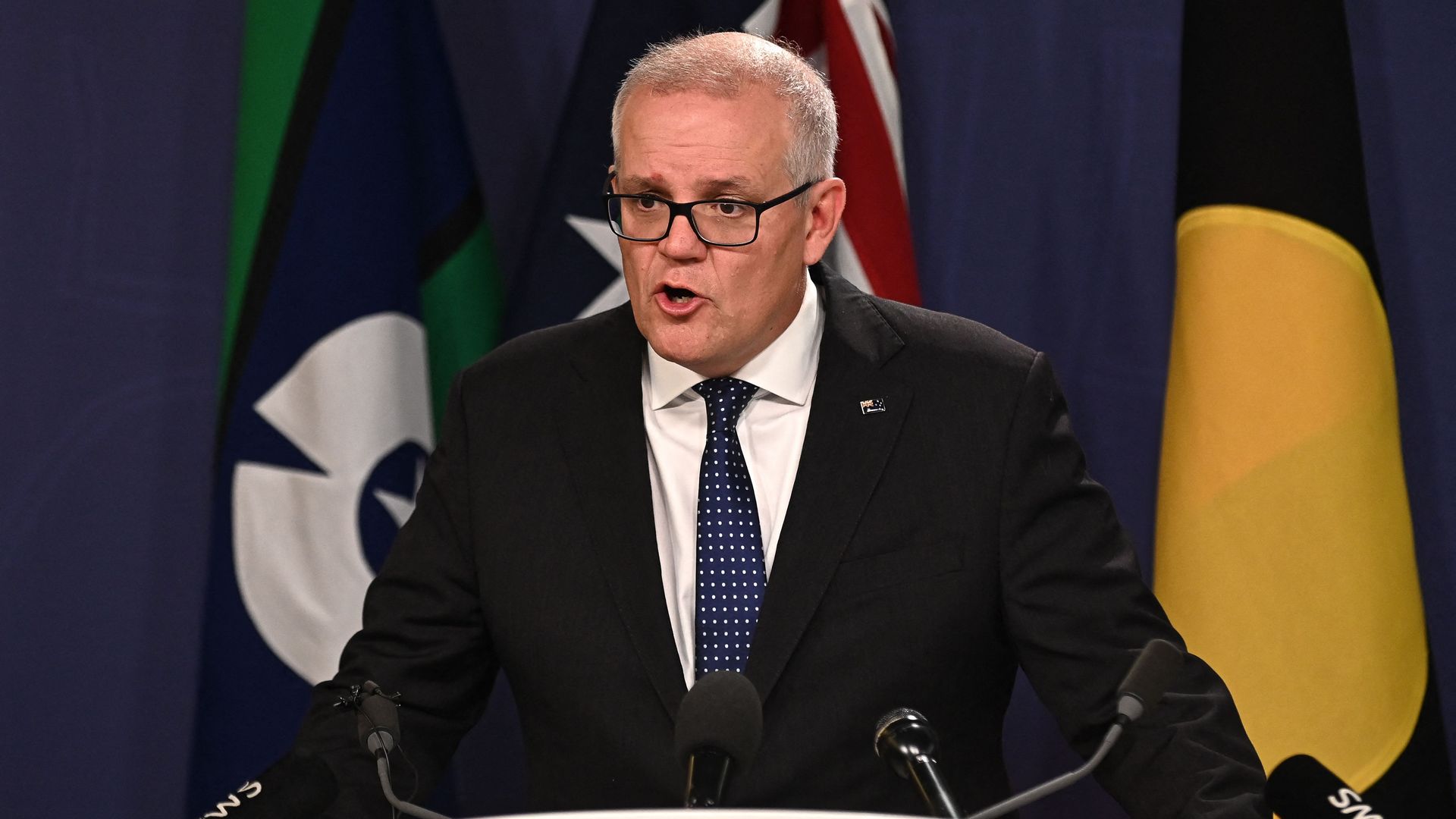 Australia's former prime minister Scott Morrison speaks to media during a press conference in Sydney on August 17.