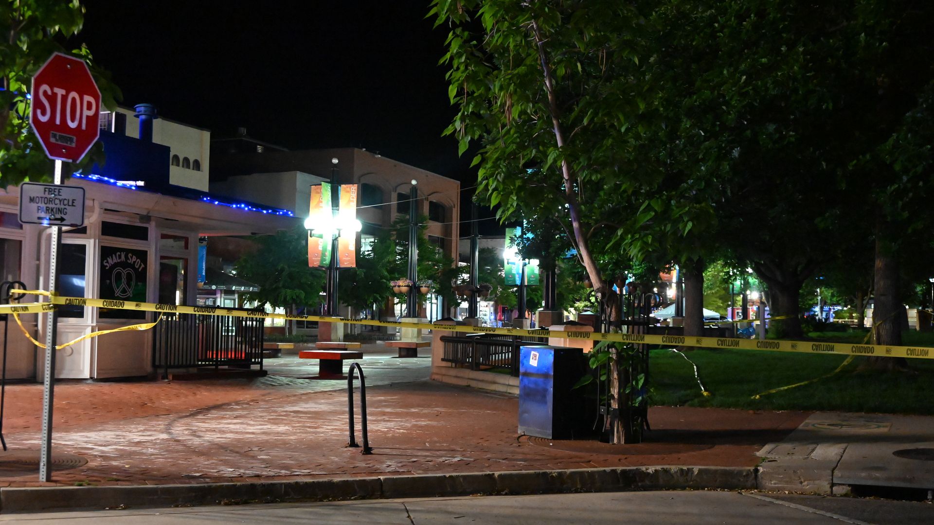 Crime scene tape at the site of the attack