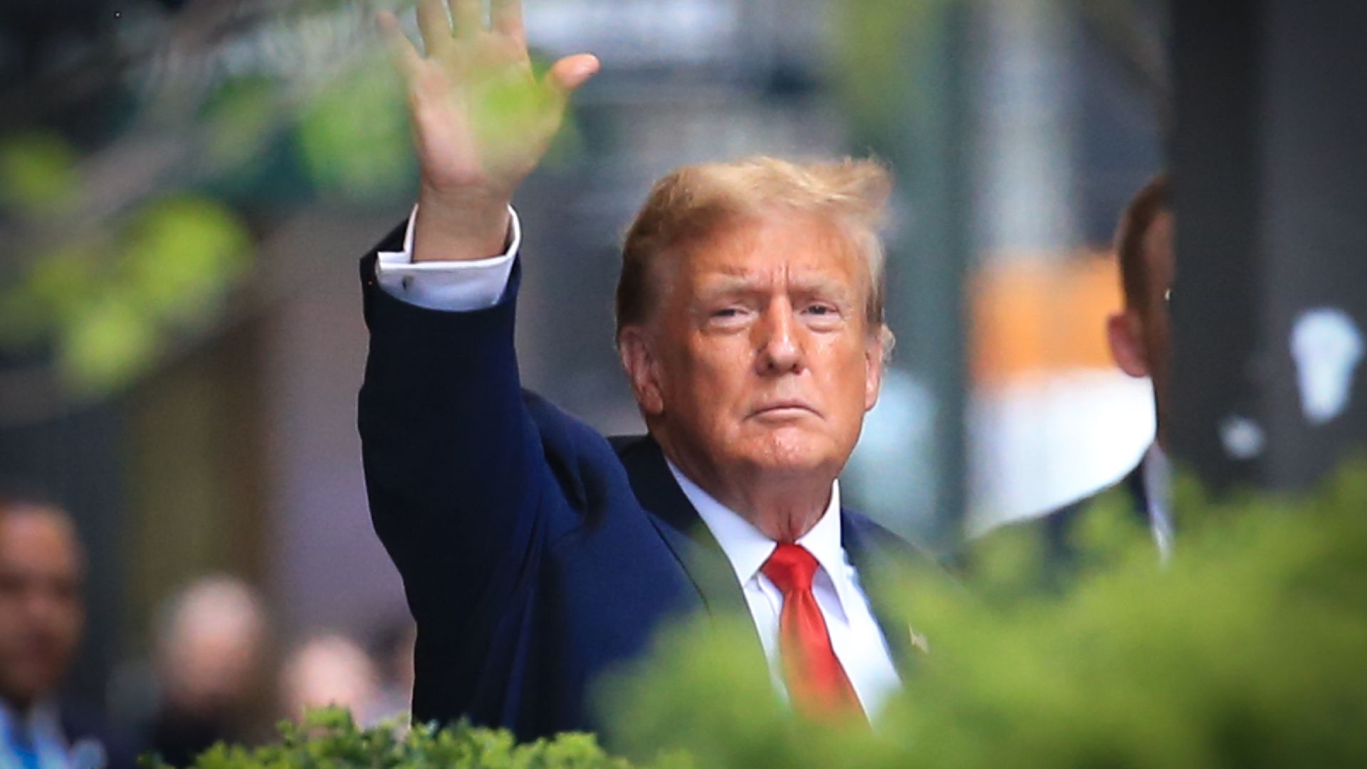 : Donald Trump is seen leaving Trump towers and heading to court on April 15, 2024 in New York, New York.