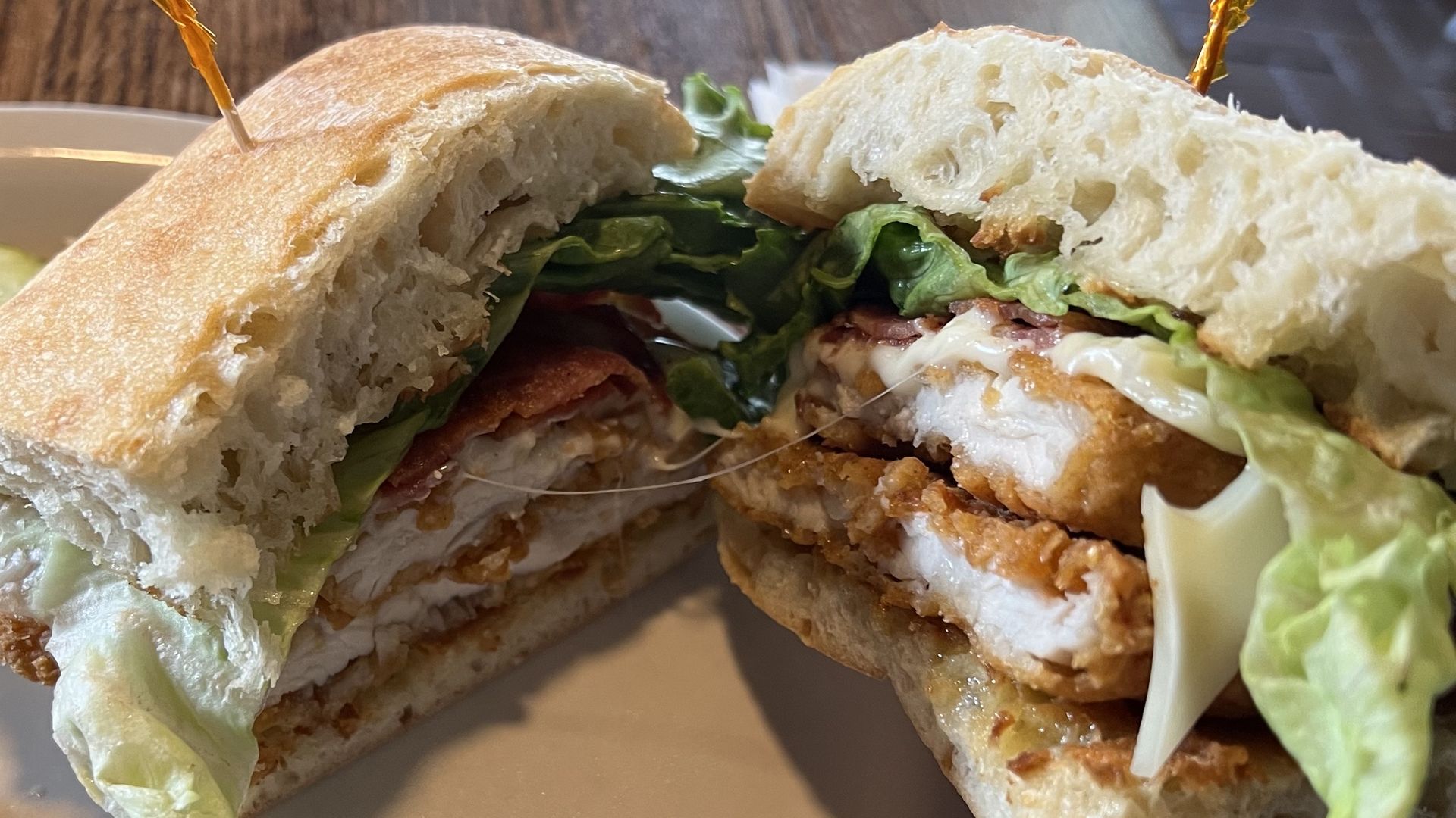 Chicken/bacon/swiss sandwich from Bronx Bar in Midtown.
