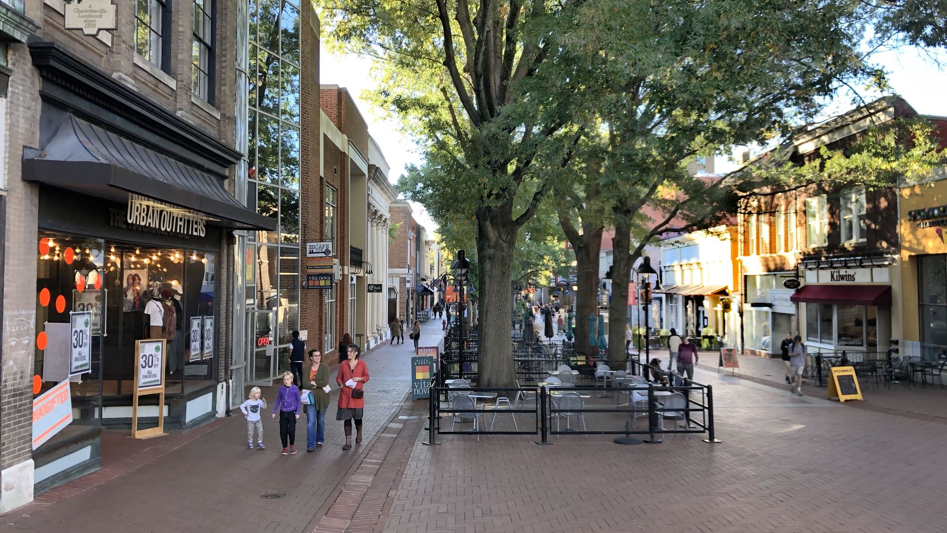 Pedestrian street in Charlottesville, Virginia