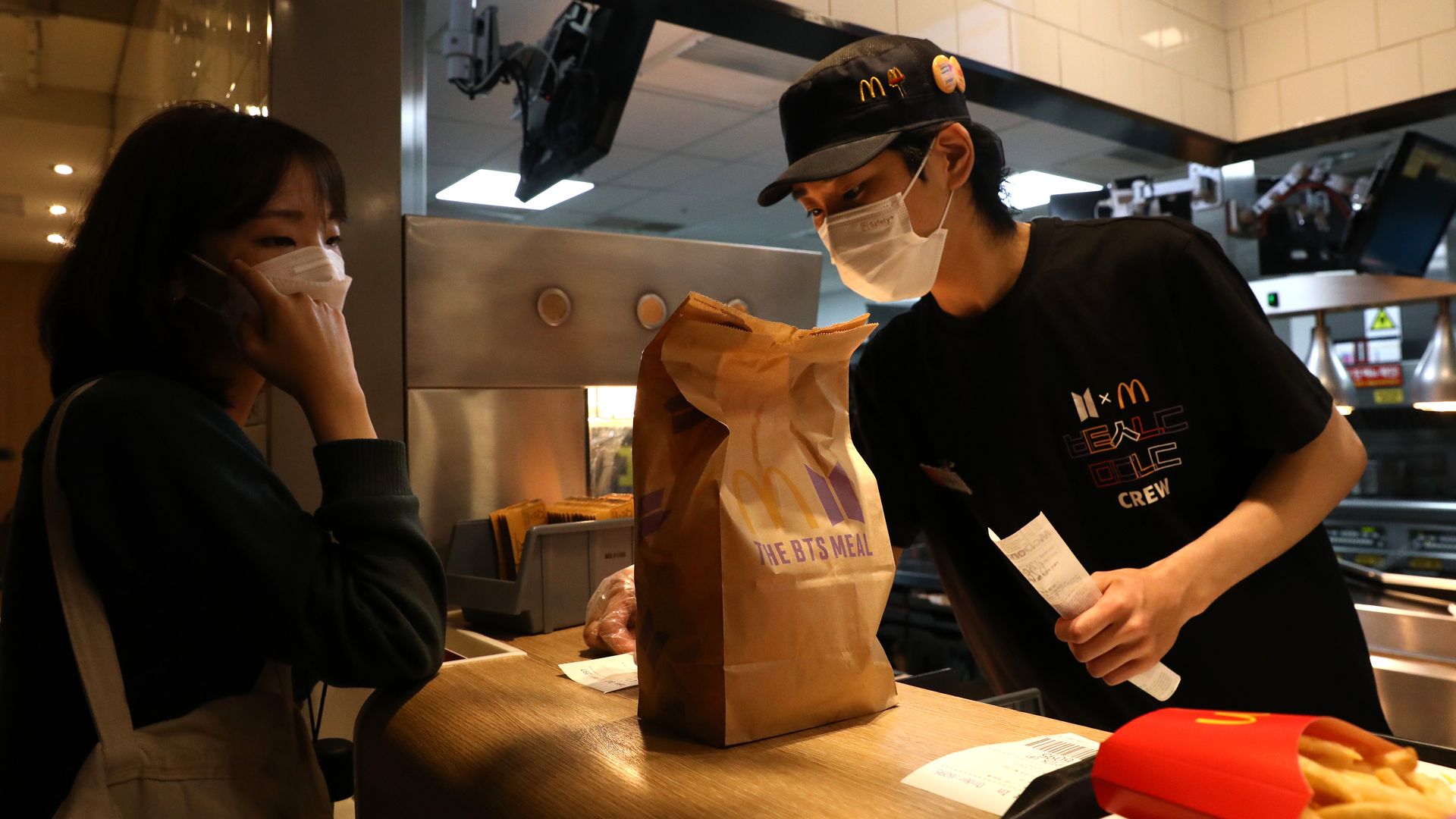 An employee of a McDonald's in  Seoul, South Korea, in May 27.