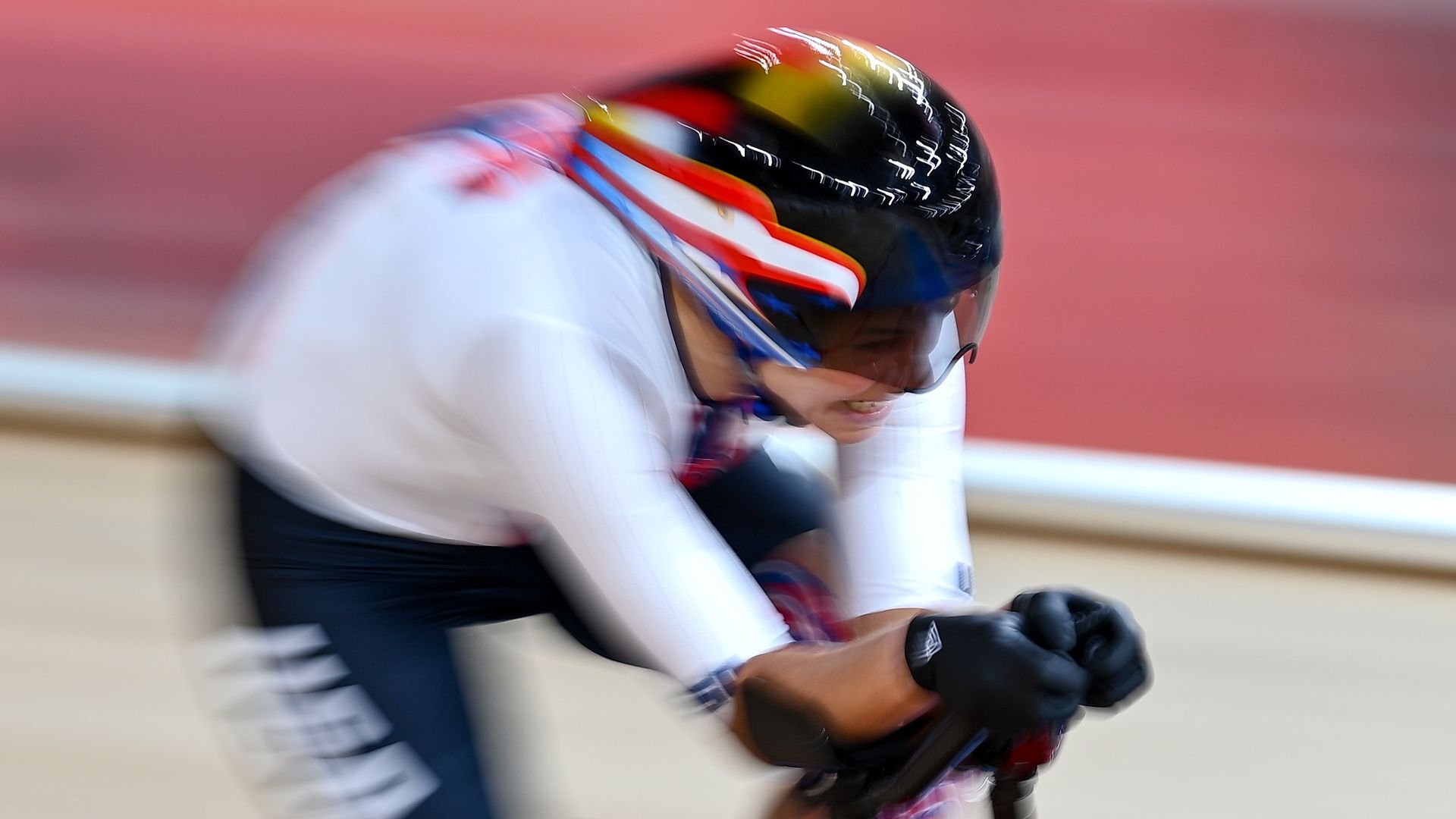 Shawn Morelli of USA competing in the Women's C4 3000m Individual Pursuit at the Izu velodrome on day one during the 2020 Tokyo Summer Olympic Games in Shizuoka, Japan.