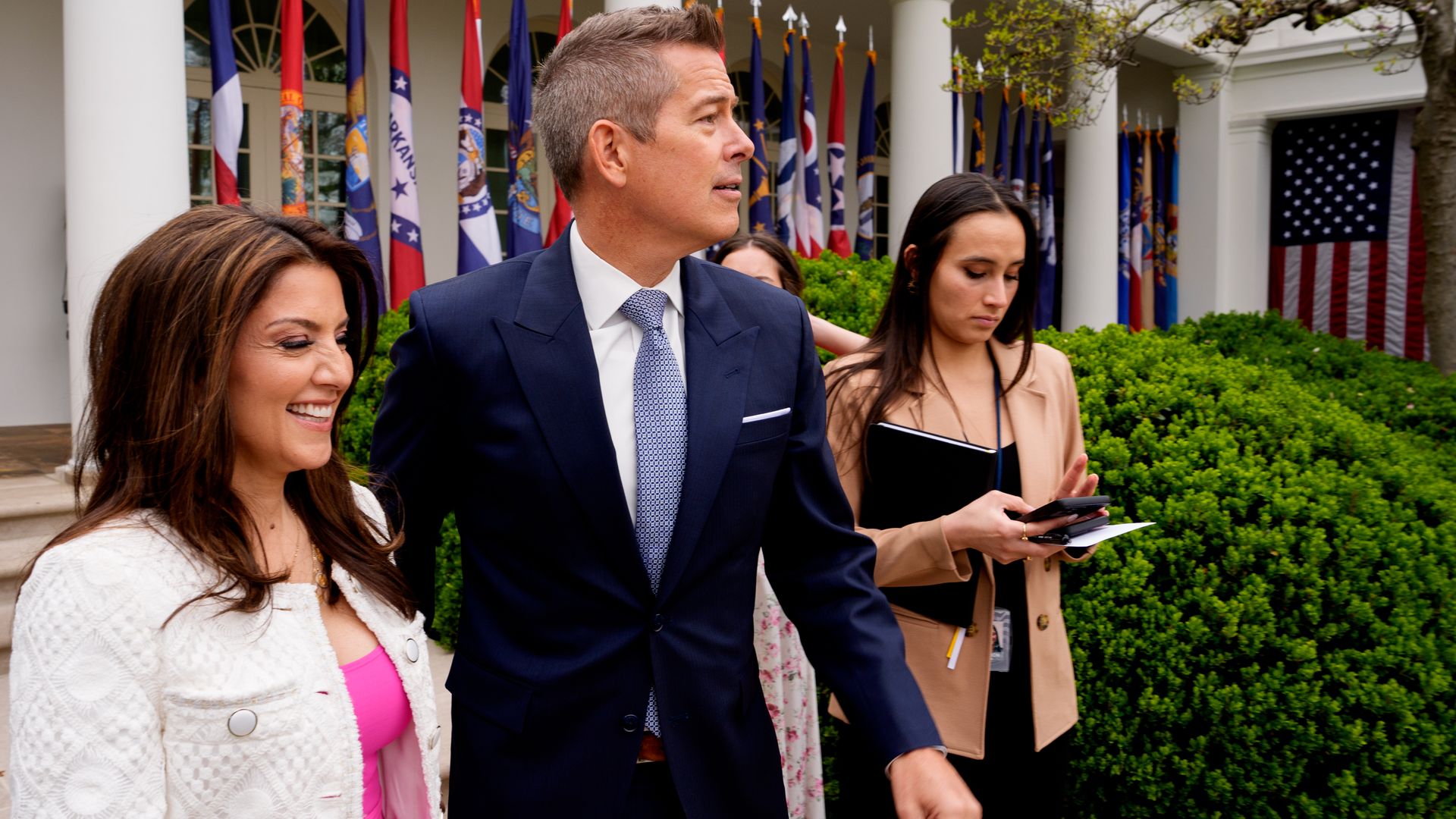 Sean Duffy and Rachel Campos-Duffy photographed at the White House grounds