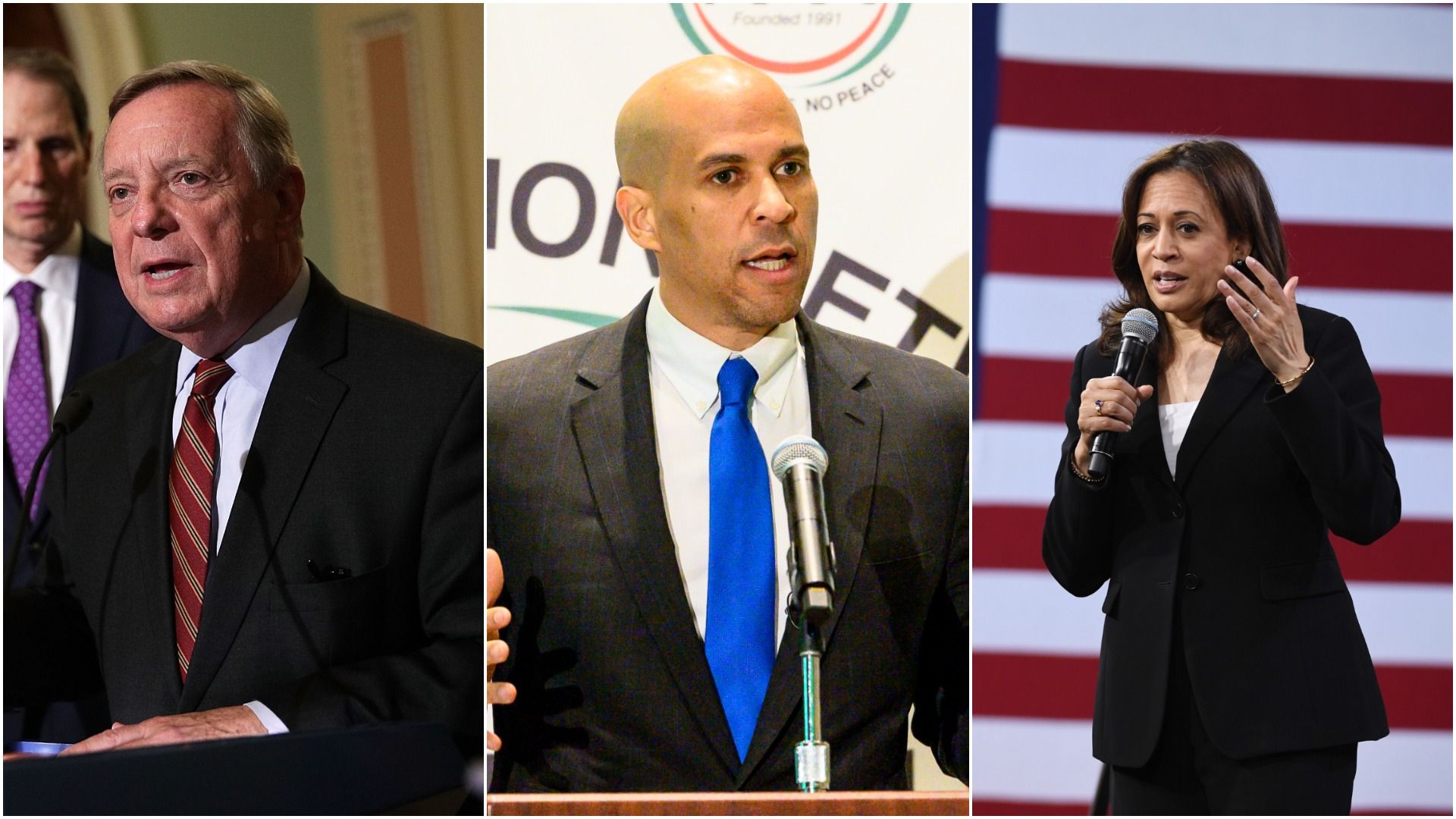 Senators Dick Durbin, Cory Booker and Kamala Harris 