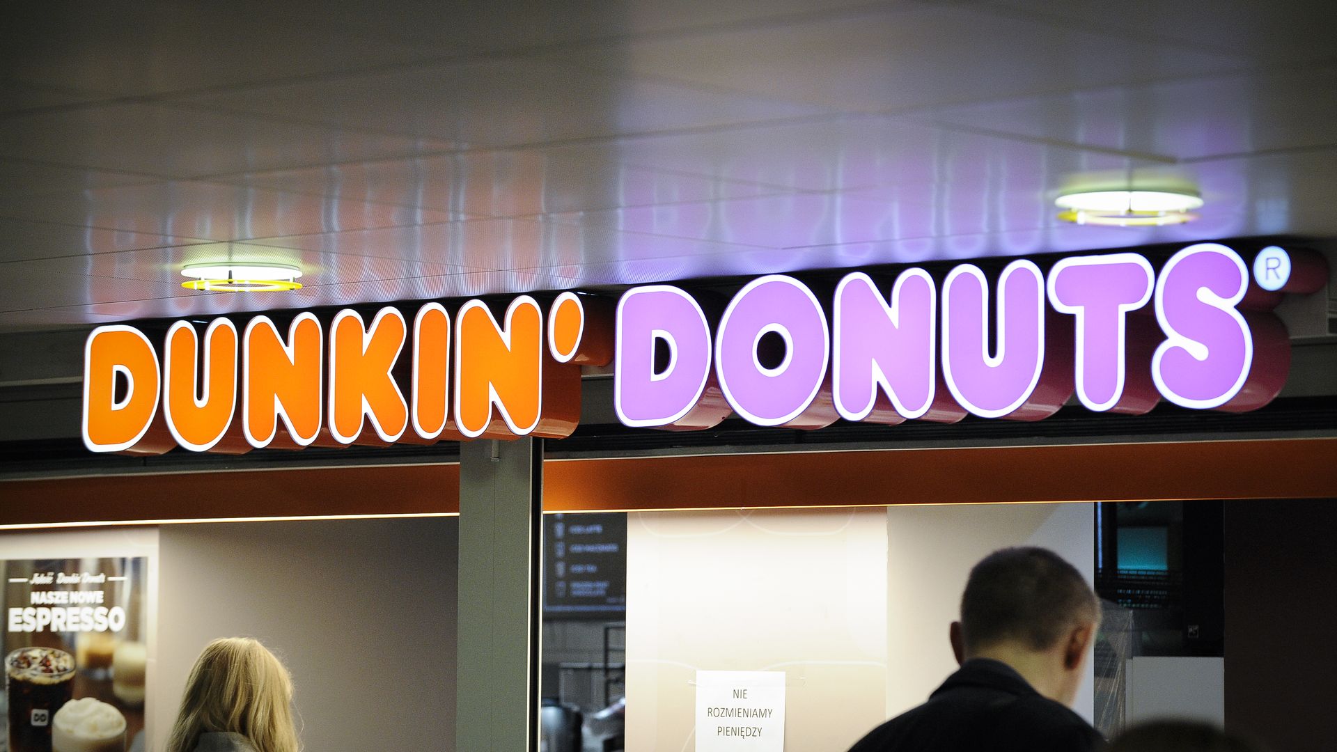 Dunkin' Donuts neon sign. 