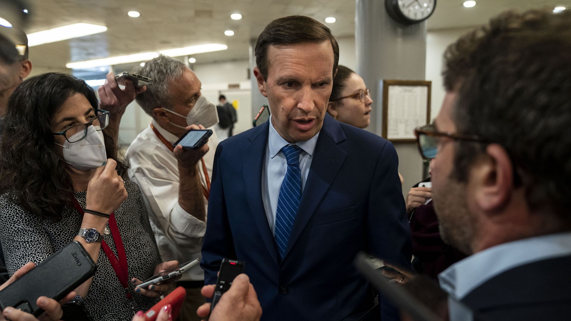 Sen. Chris Murphy (D-Conn.) speaking to reporters in the Capitol on June 8.