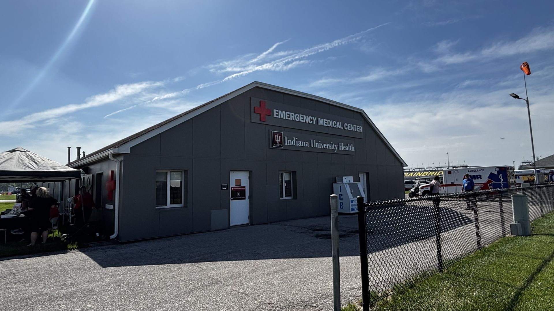 A gray barn-esque building