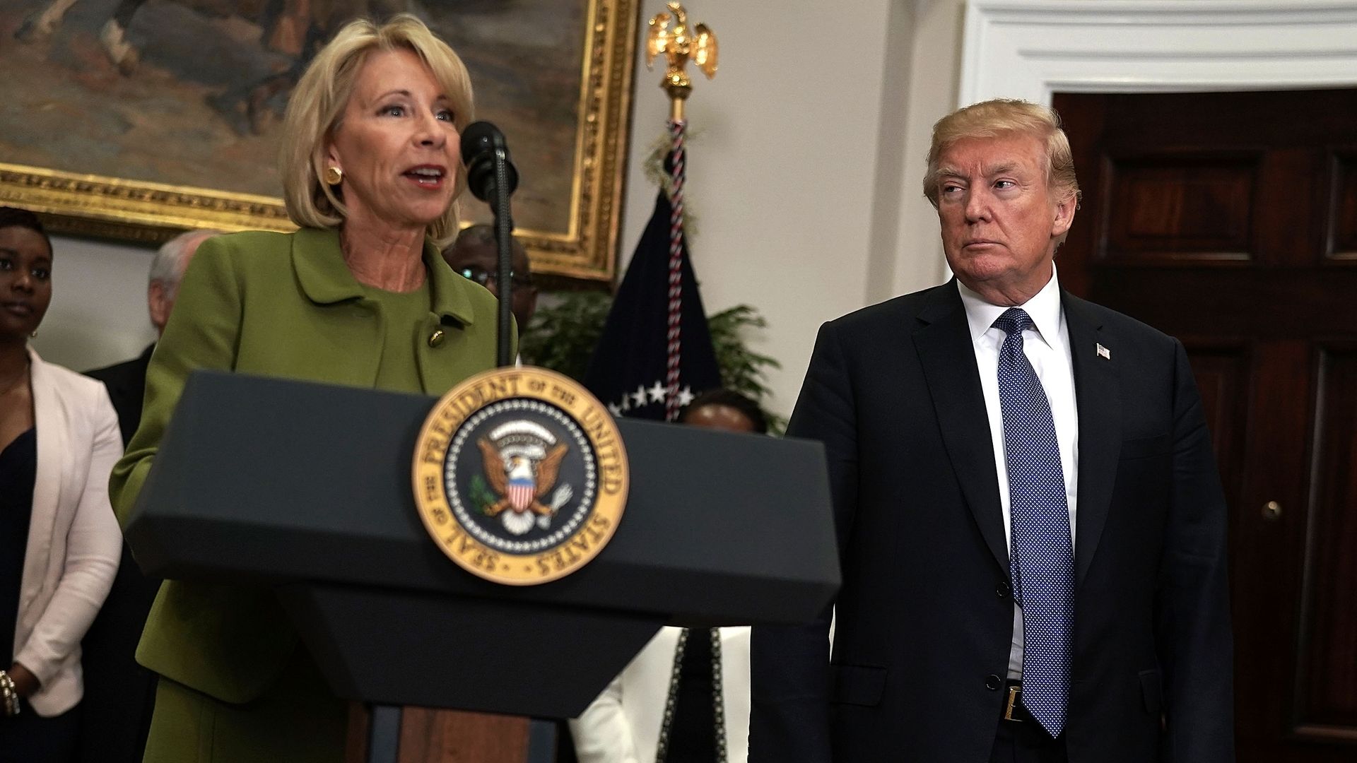 Education Secretary Betsy DeVos and President Donald Trump. Photo: Alex Wong/Getty Images