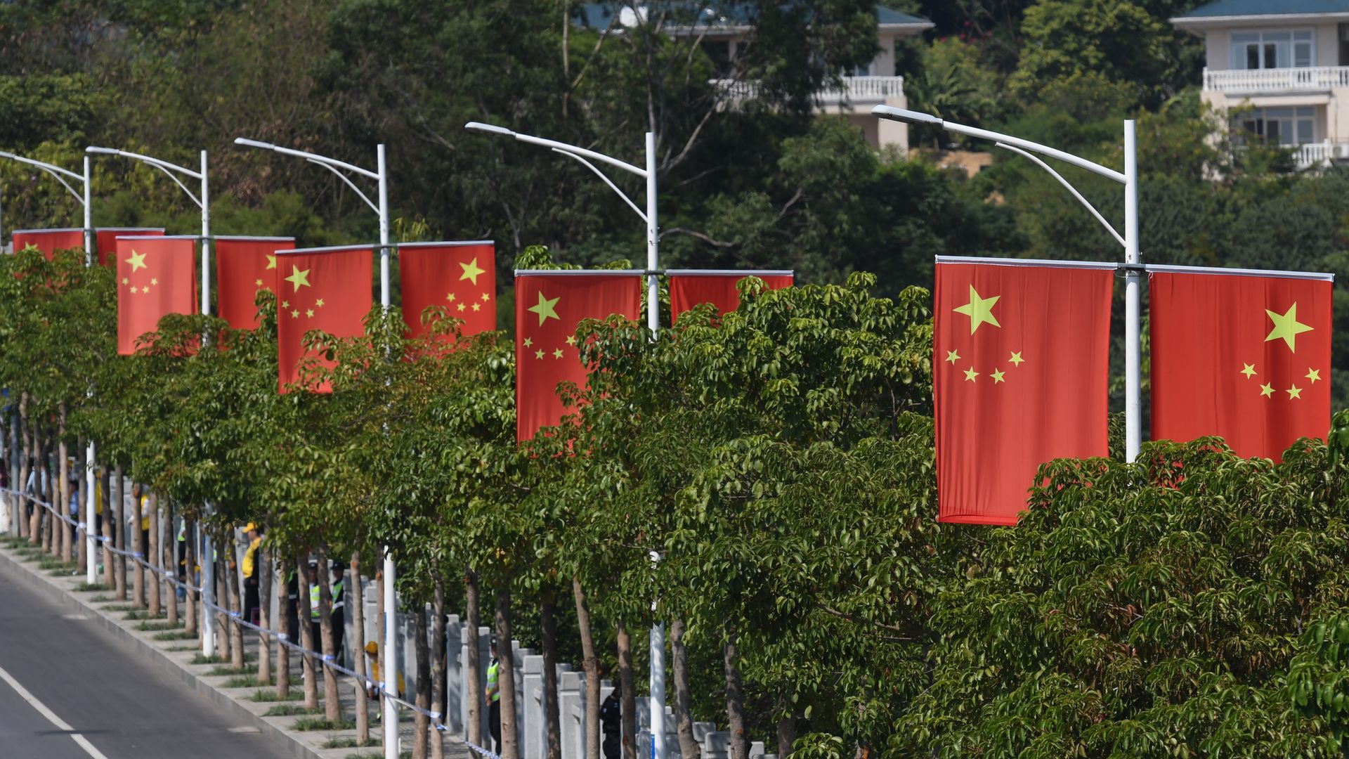 Chinese flags.