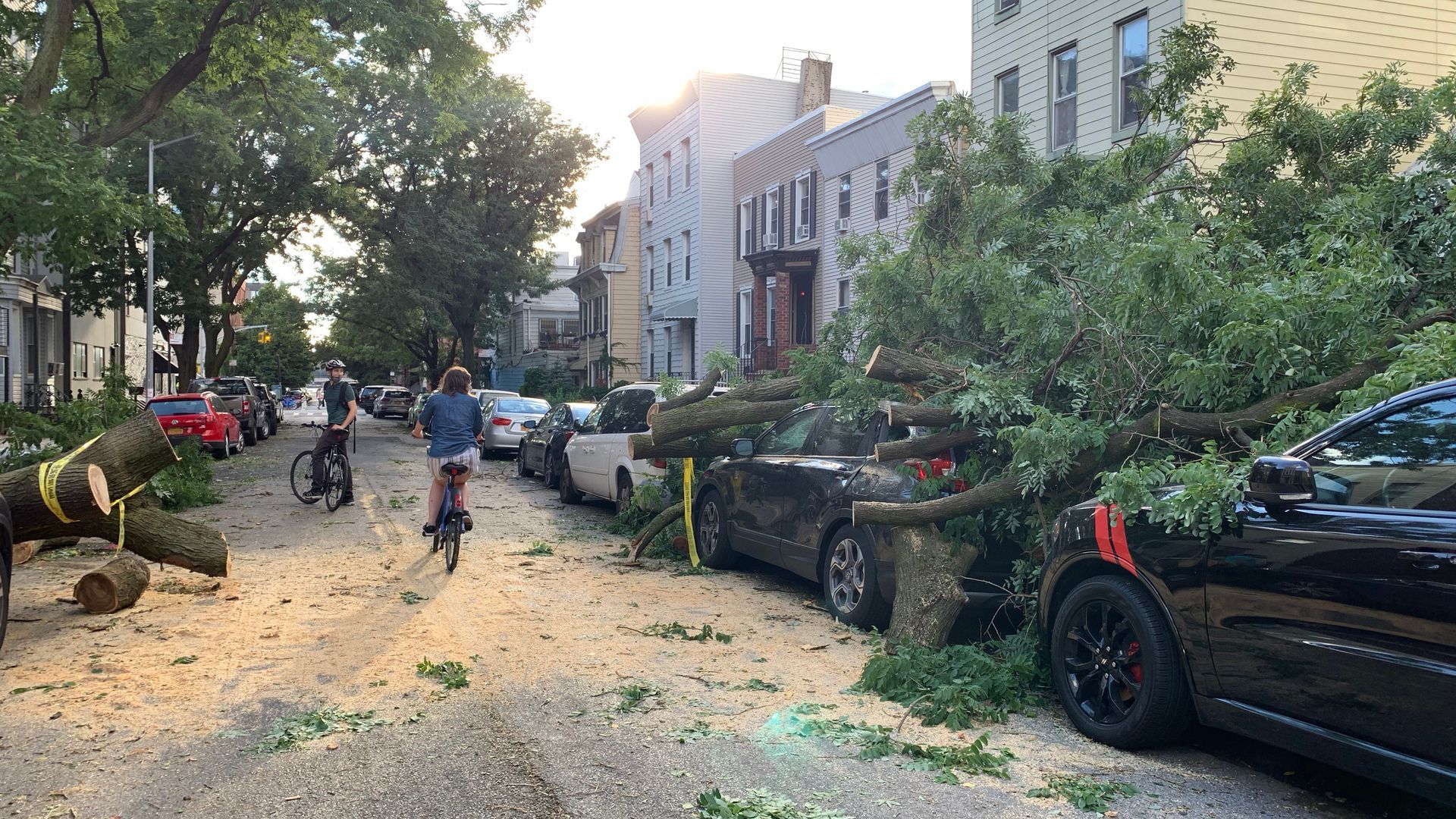 The scene in Brooklyn, New York, on Aug. 4 after Isaias pounded the U.S. eastern seaboard with driving rain and strong winds. 
