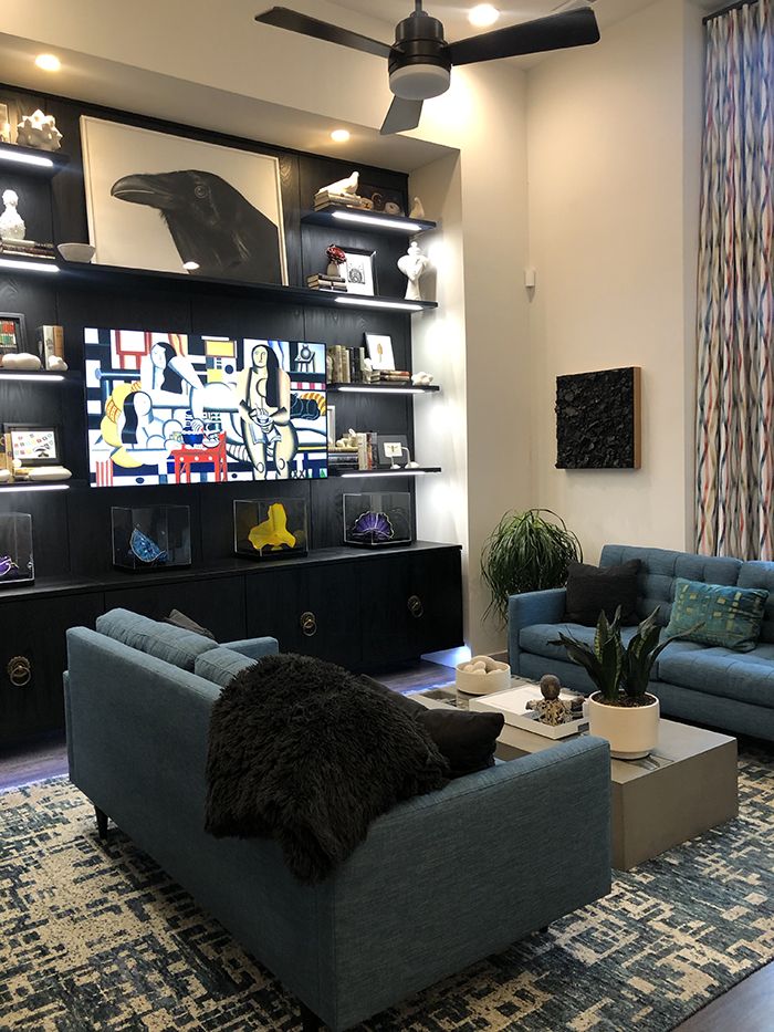 NoDa townhouse home tour living room art