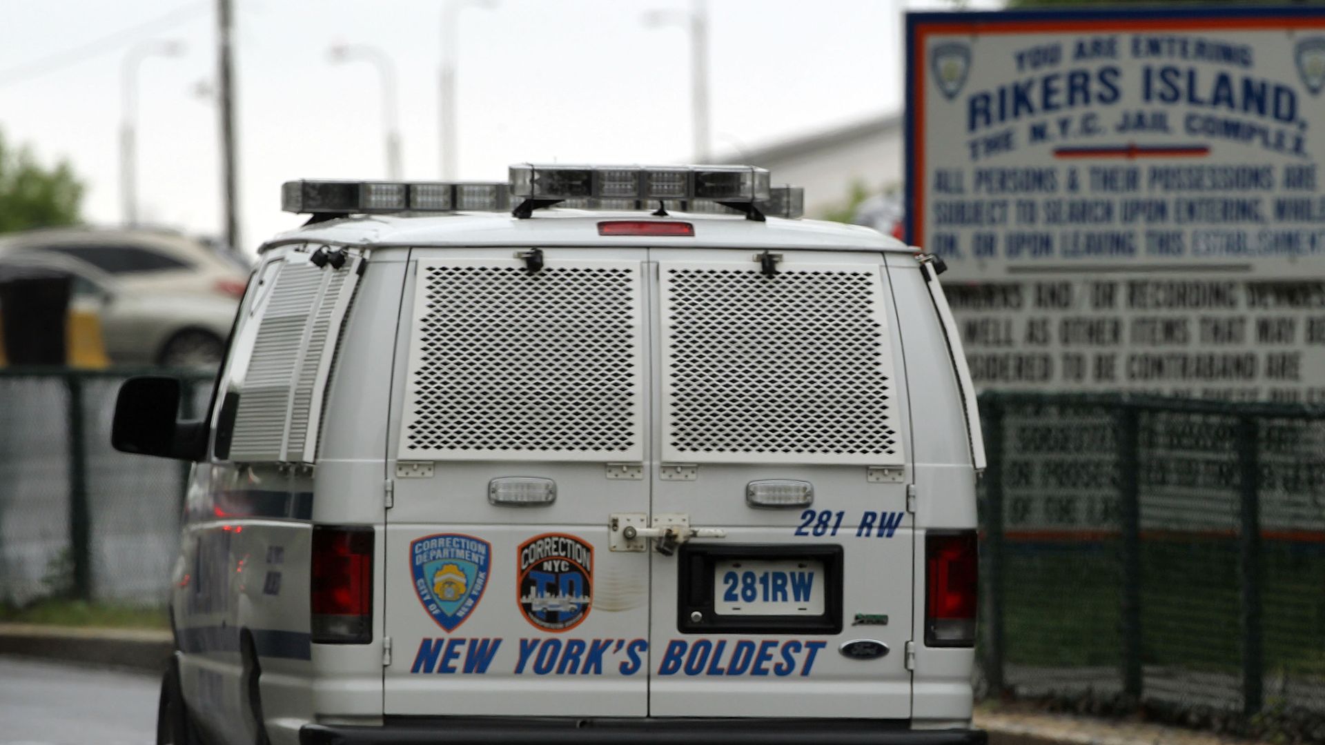 Entrance of the Rikers Island prison complex in New York City. Photo: Spencer Platt/Getty Images