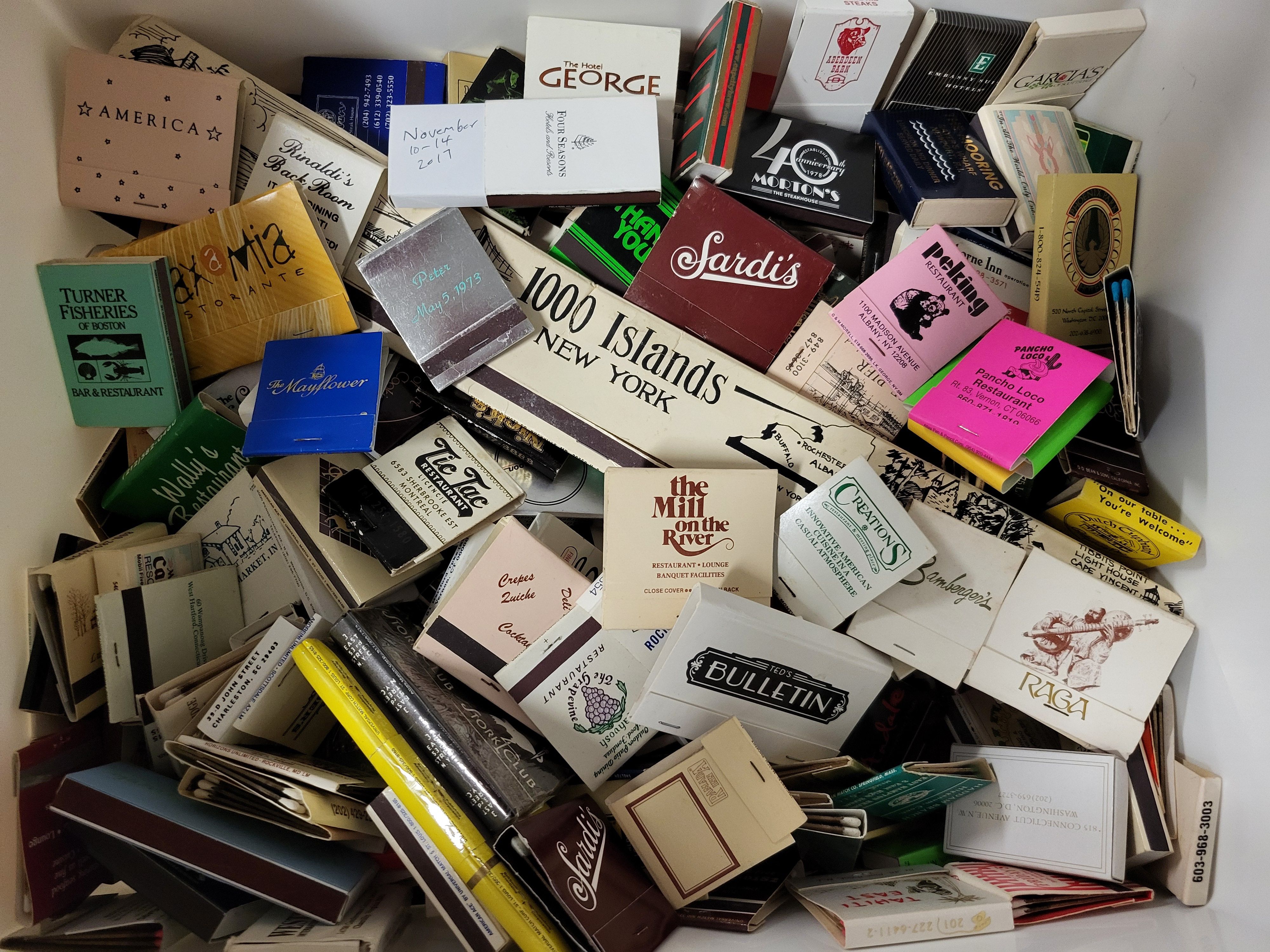 A collection of colorful matchbooks