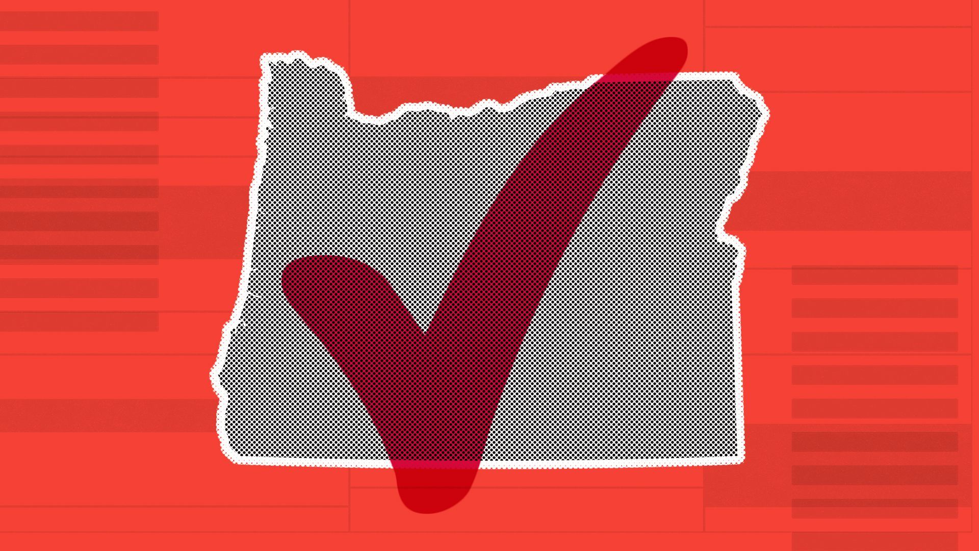 Illustration of Oregon with a checkmark.