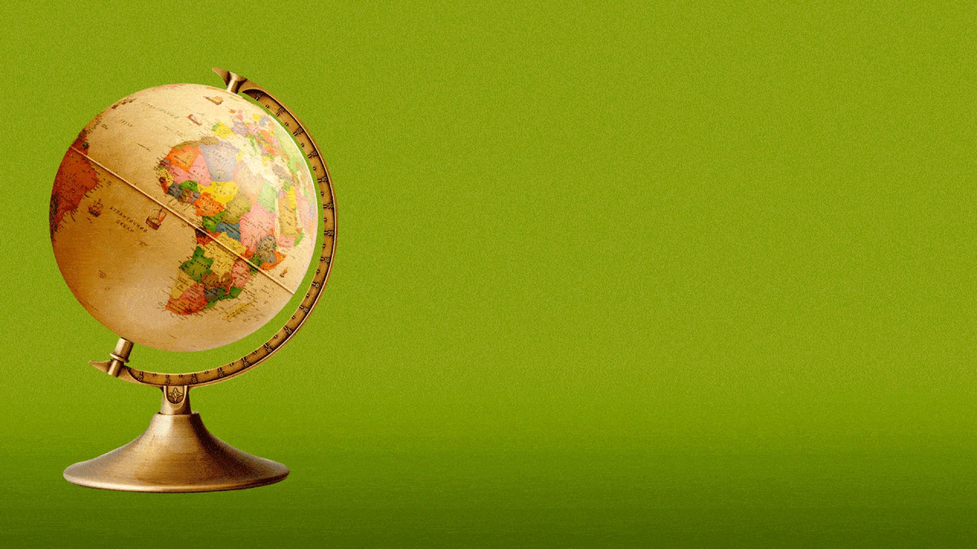 Illustration of a globe breaking and rolling away.