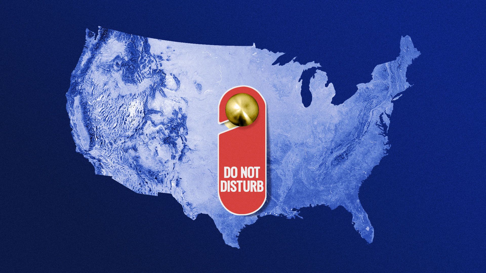 Illustration of US map with a “Do not disturb sign”.